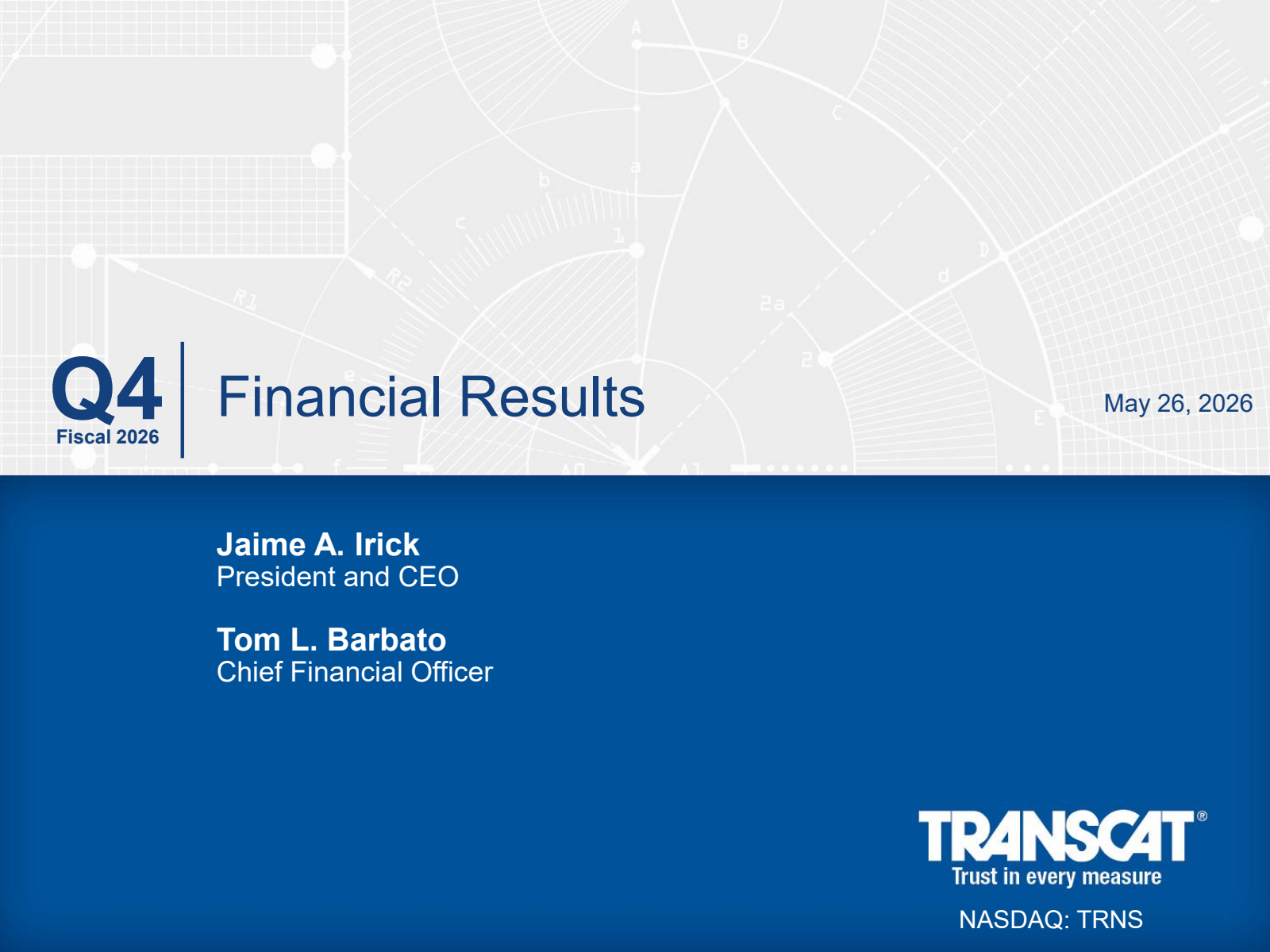 Transcat's Q4 2026 Slide Deck