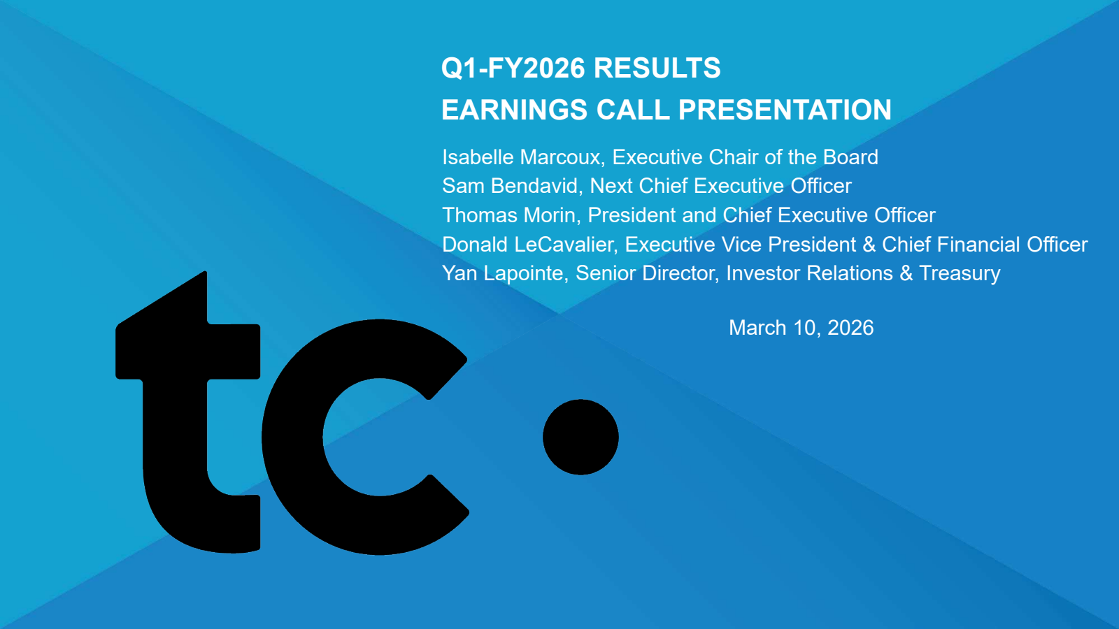 Transcontinental's Q1 2026 Slide Deck