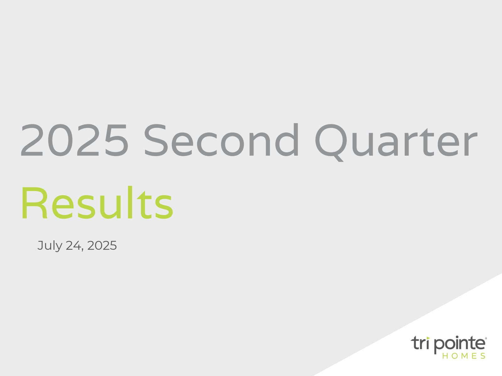 Tri Pointe Homes' Q2 2025 Slide Deck