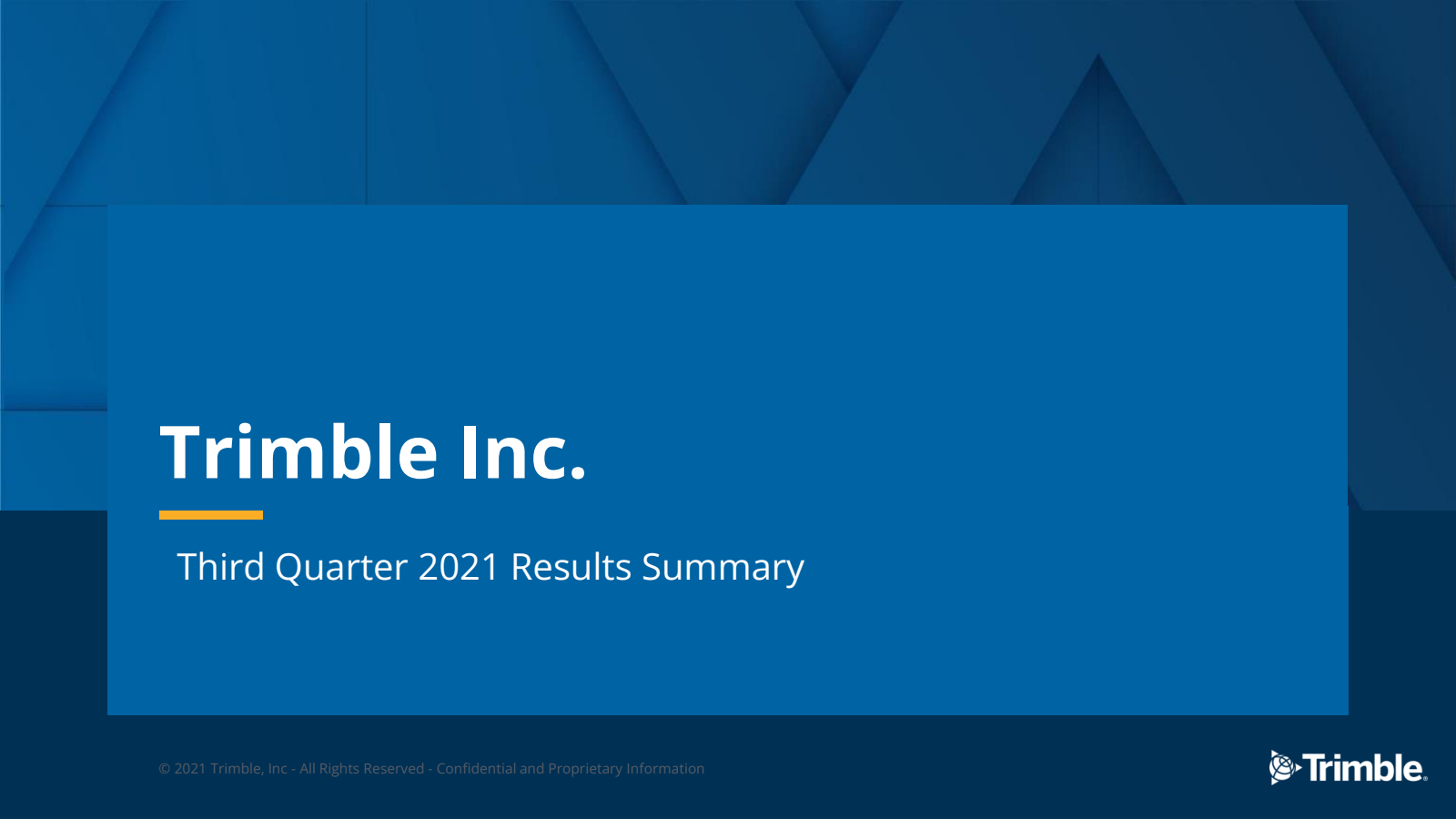 Trimble's Q3 2021 Slide Deck