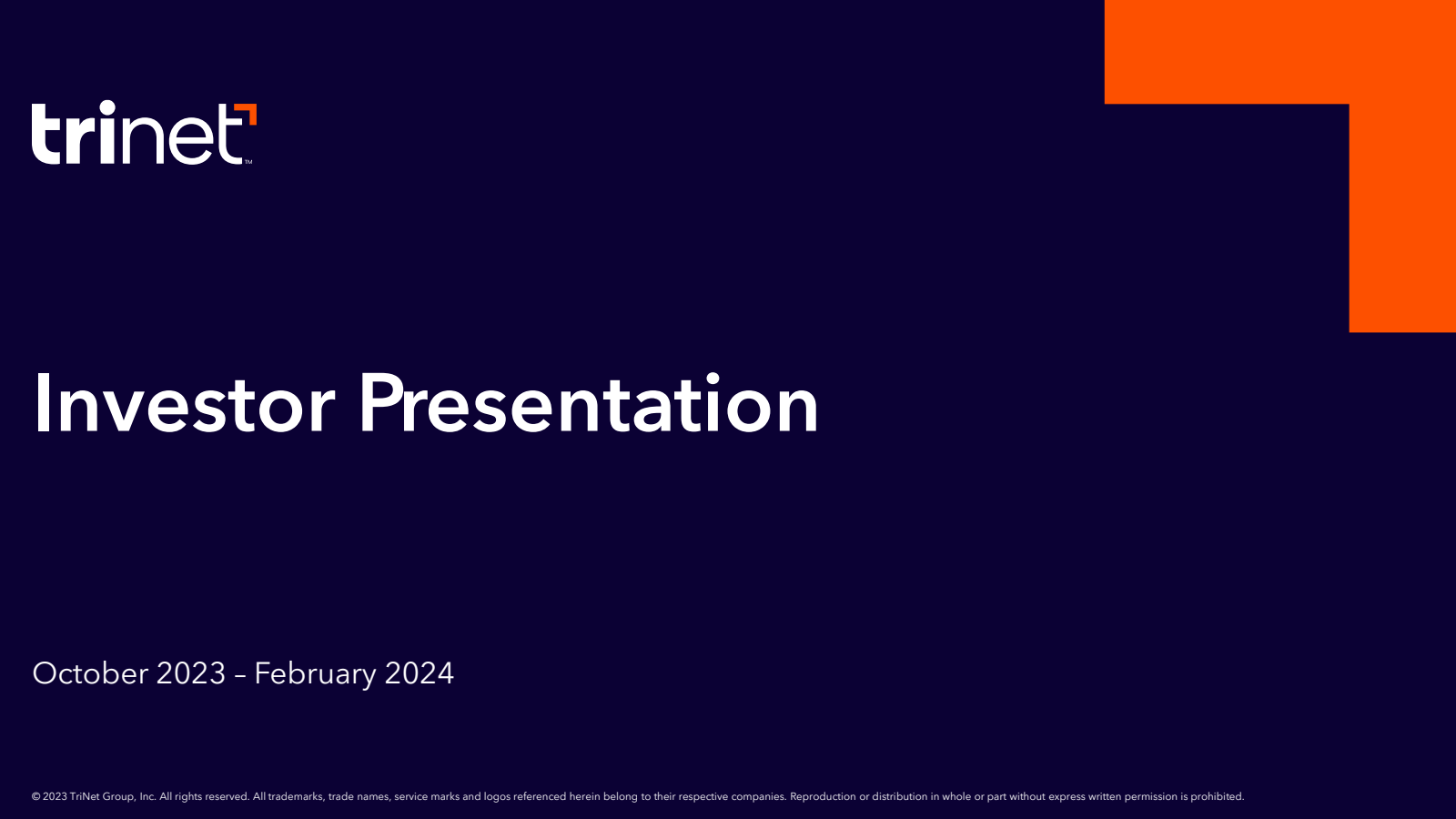 TriNet Group's Q3 2023 Slide Deck