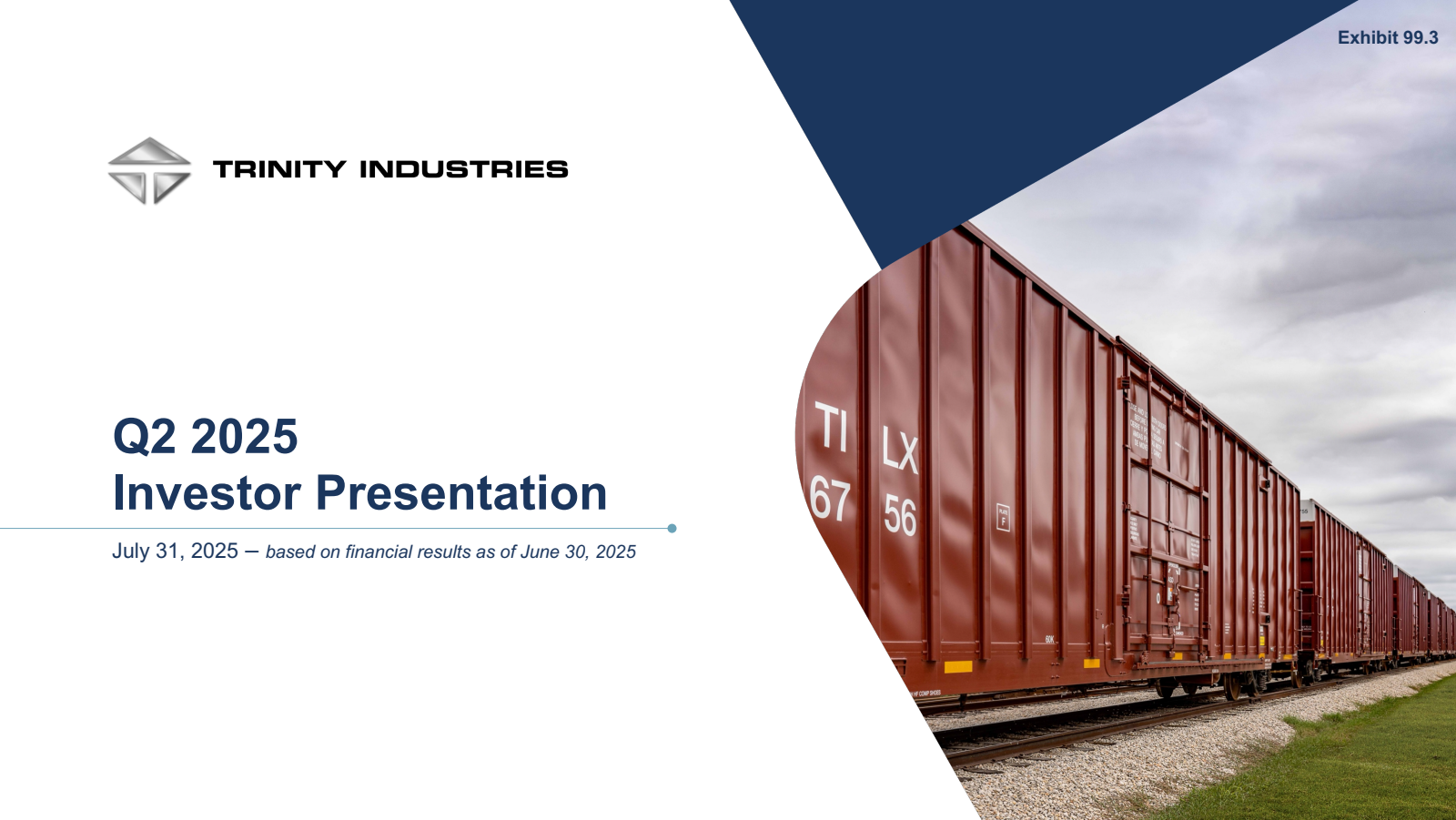 Trinity Industries' Q2 2025 Slide Deck