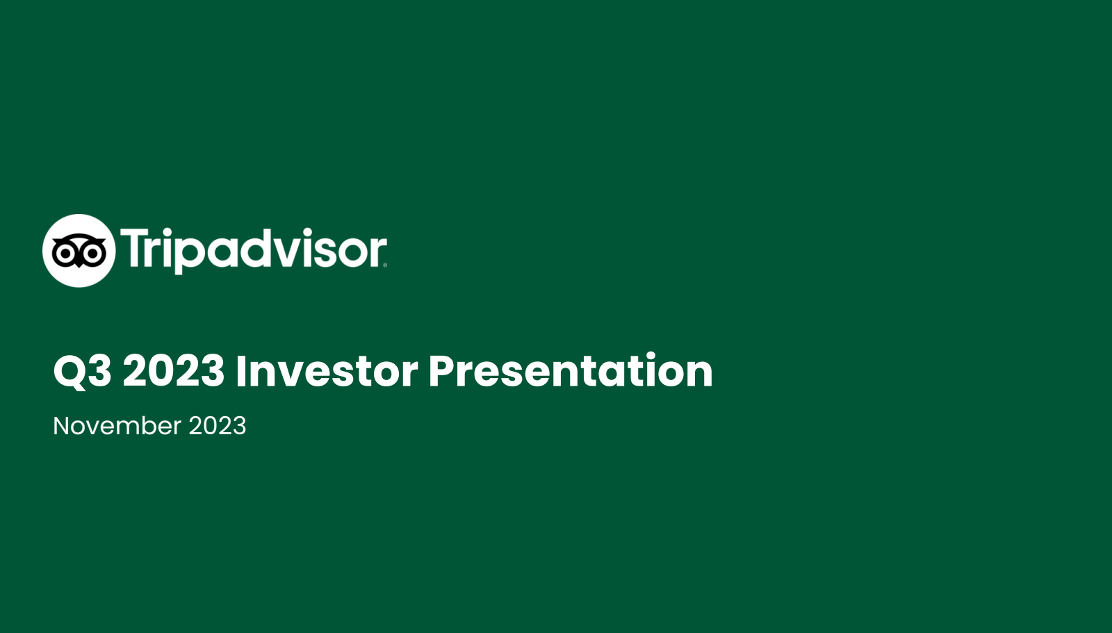 TripAdvisor's Q3 2023 Slide Deck