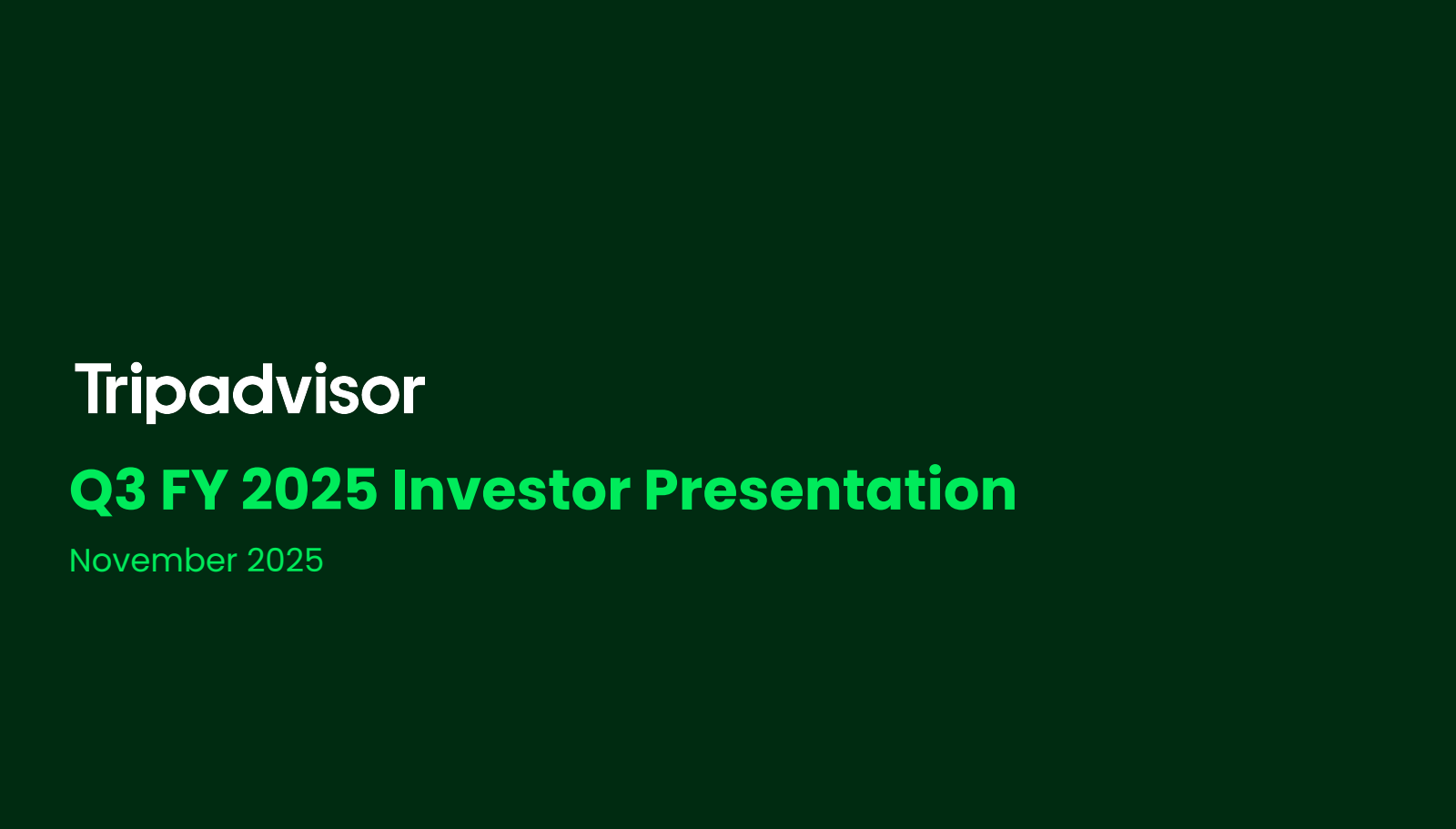 TripAdvisor's Q3 2025 Slide Deck