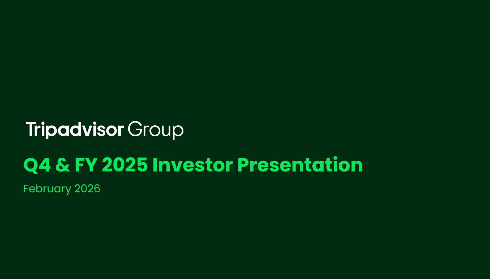 TripAdvisor's Q4 2025 Slide Deck