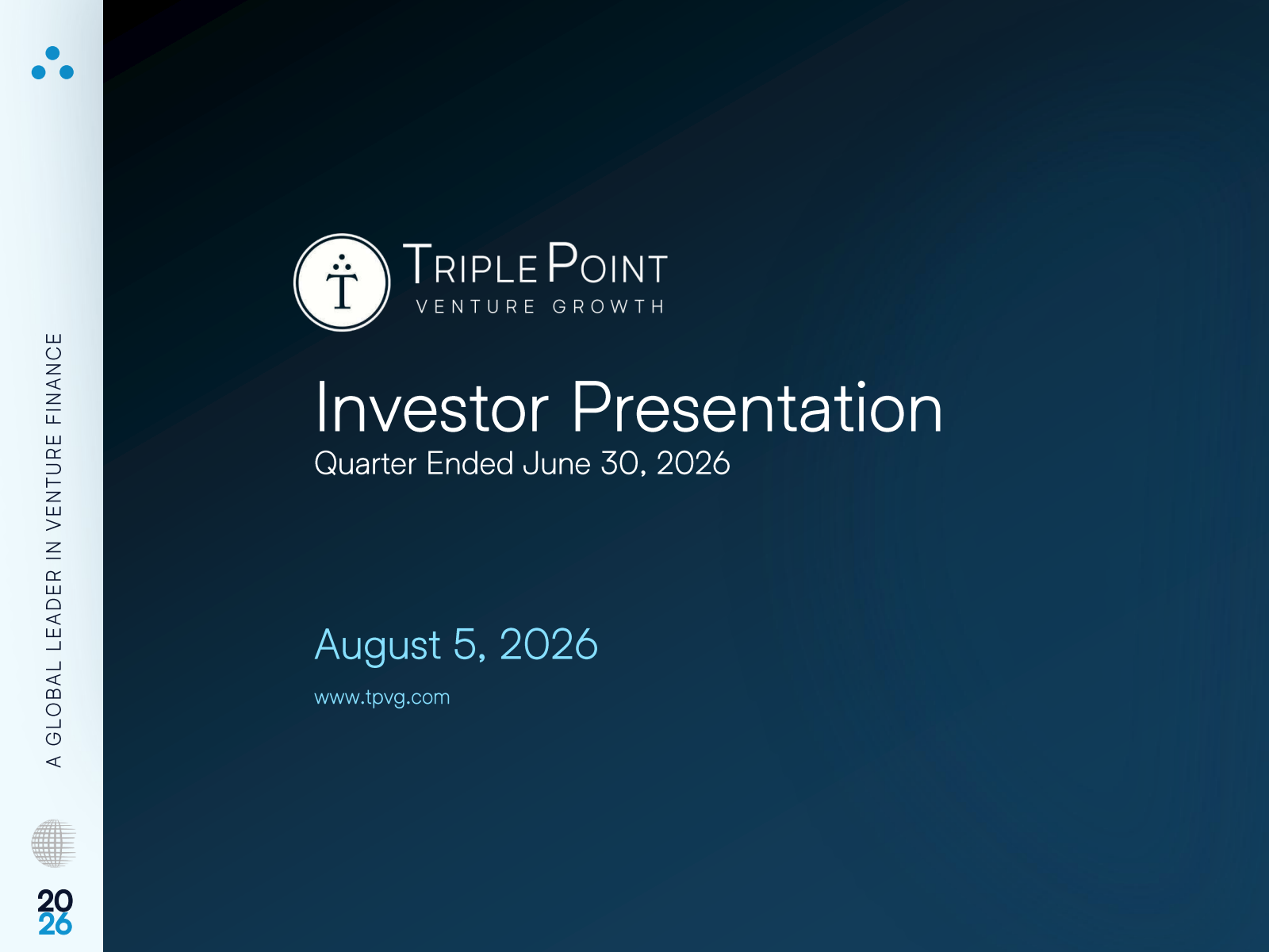 TriplePoint Venture Growth BDC's Q2 2026 Slide Deck
