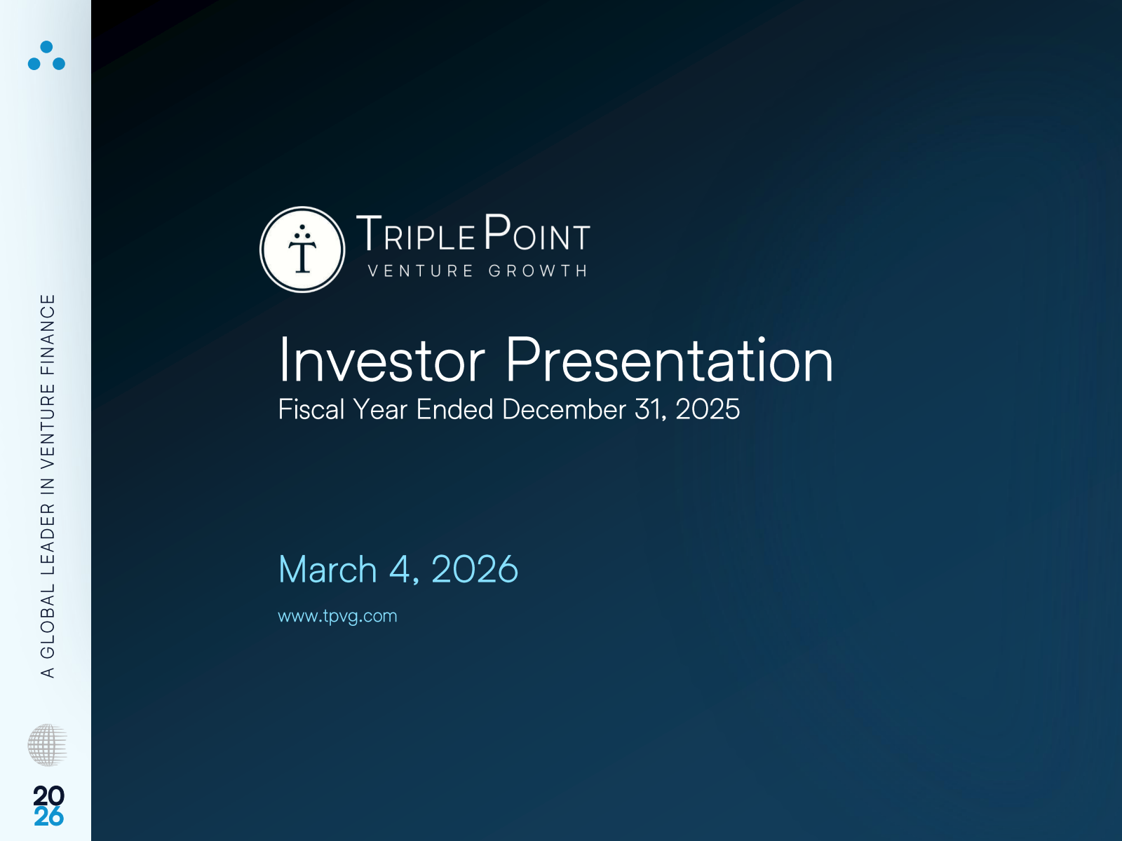 TriplePoint Venture Growth BDC's Q4 2025 Slide Deck