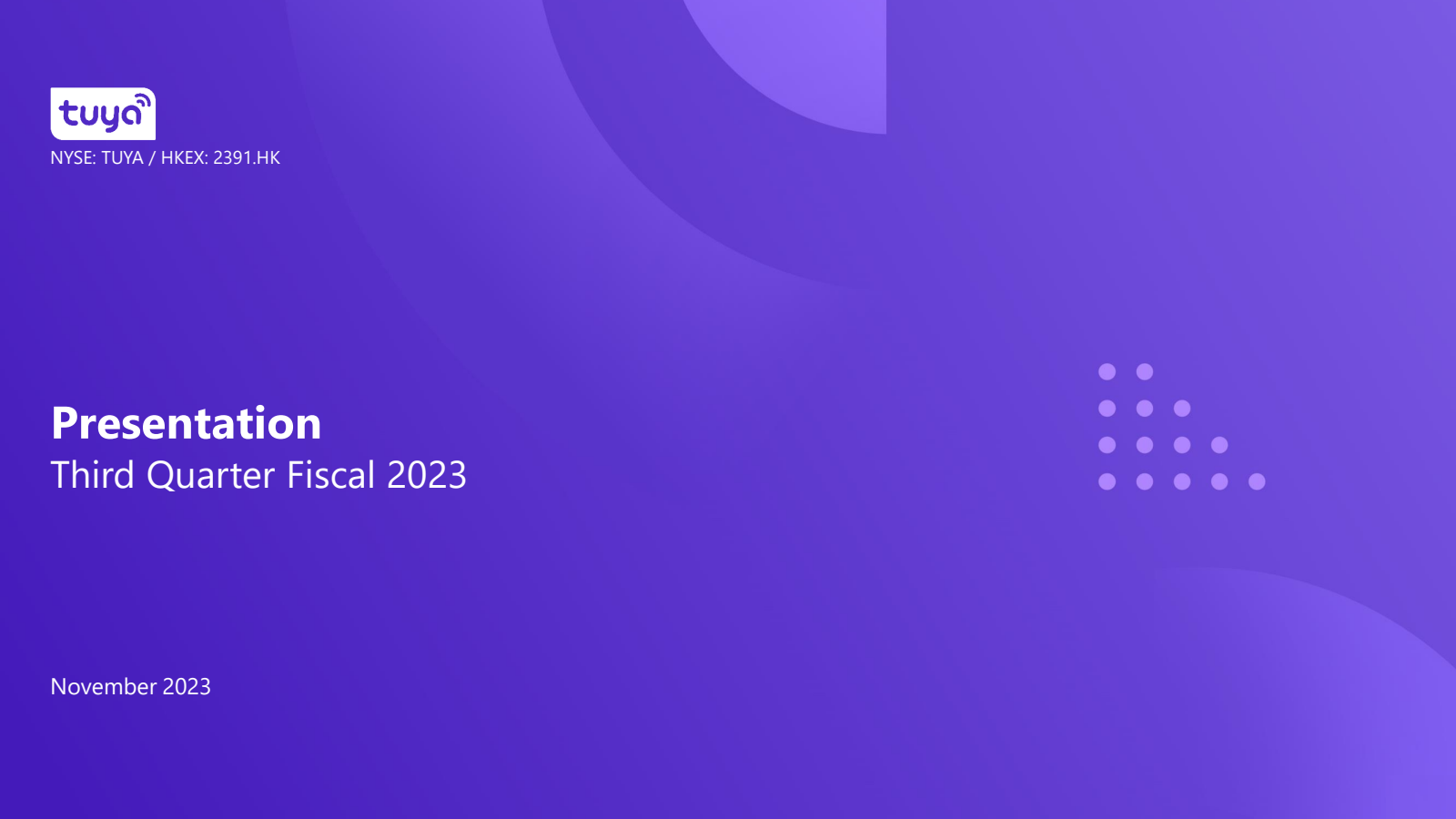 Tuya's Q3 2023 Slide Deck