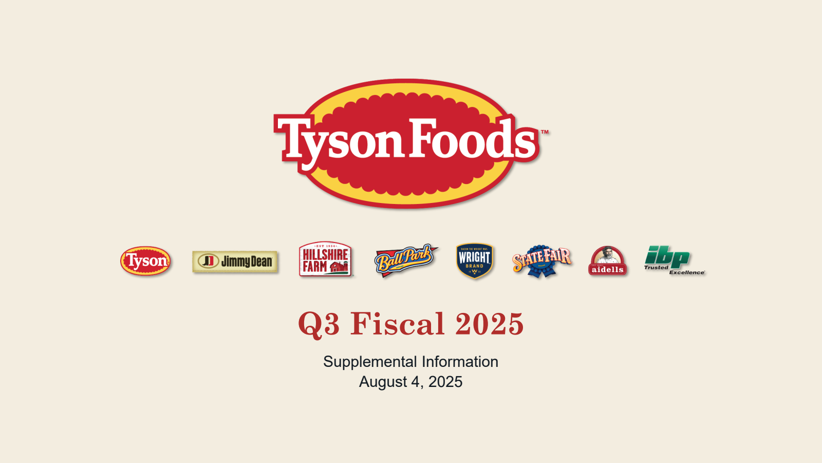 Tyson Foods' Q3 2025 Slide Deck