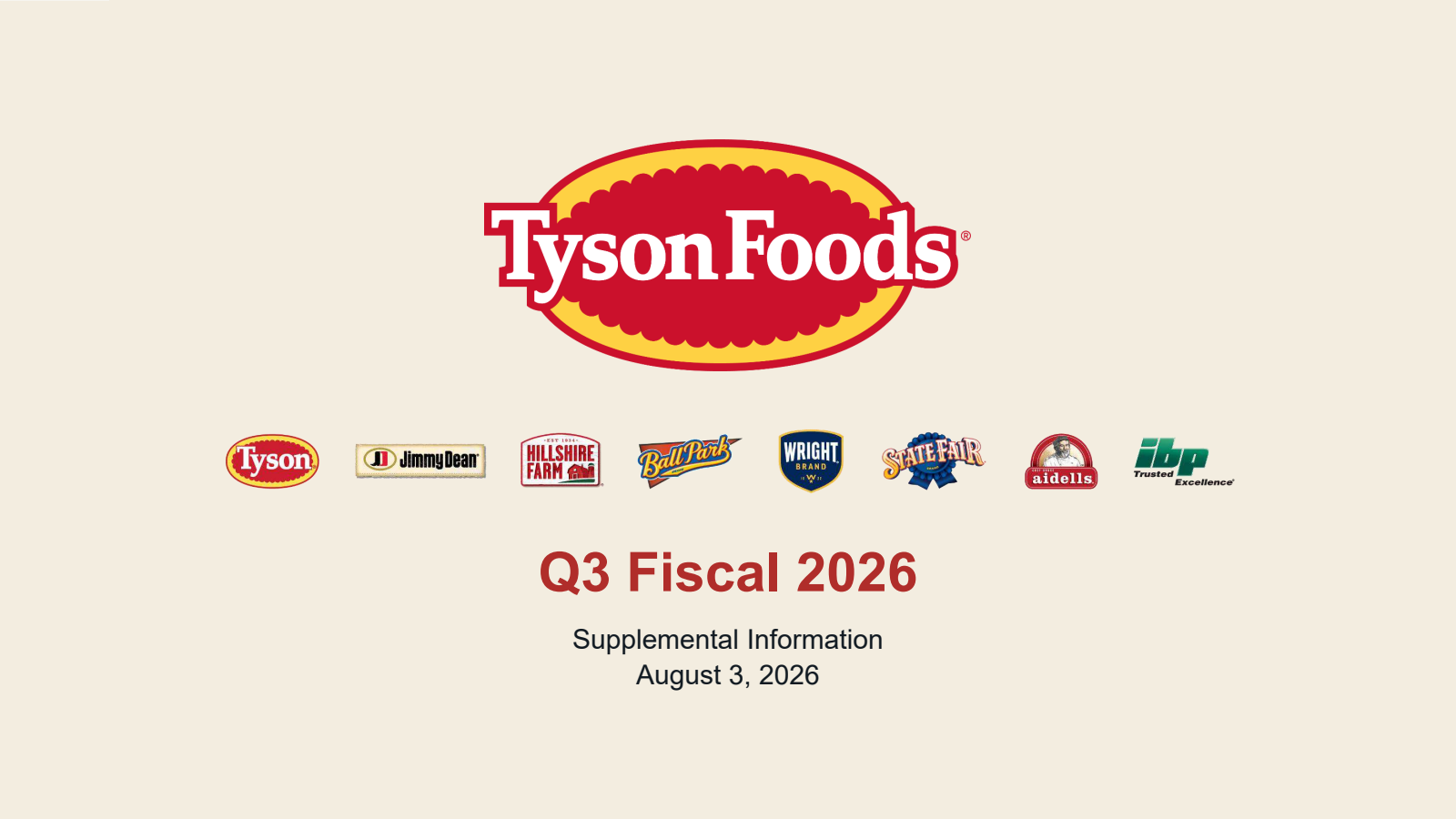 Tyson Foods' Q3 2026 Slide Deck
