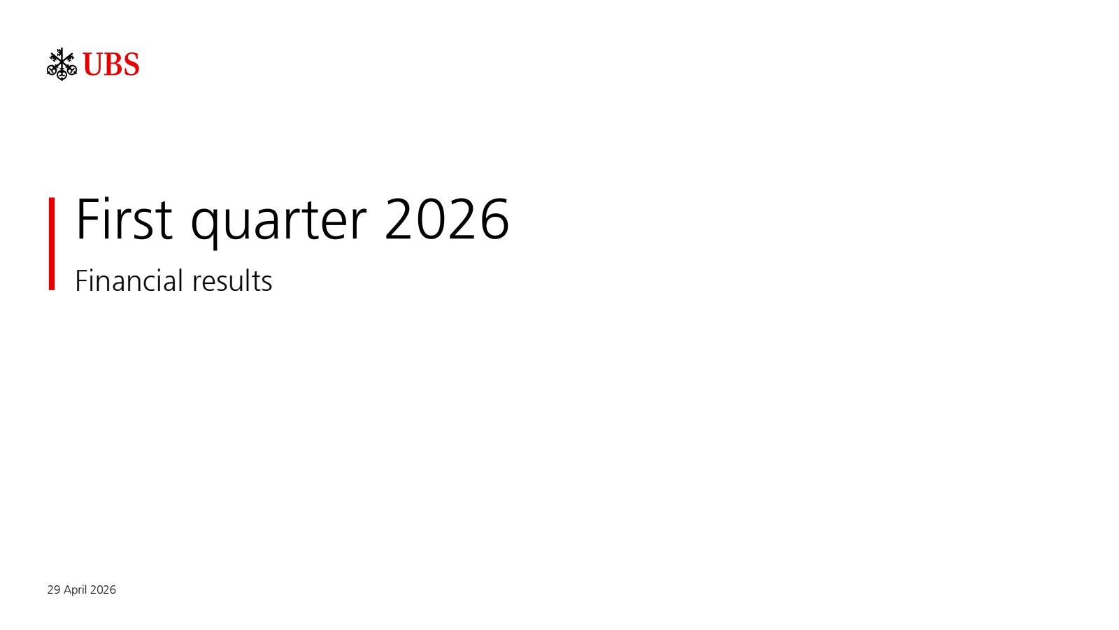 UBS Group's Q1 2026 Slide Deck
