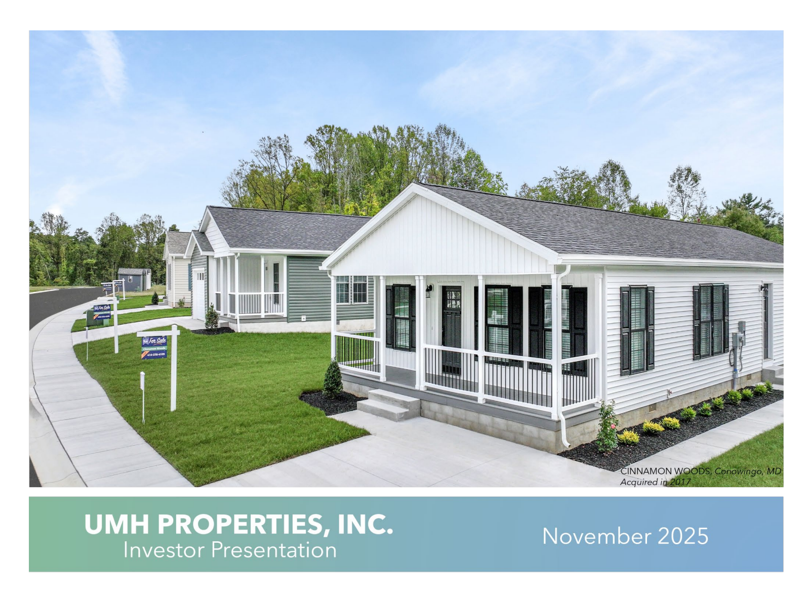 UMH Properties' Q3 2025 Slide Deck