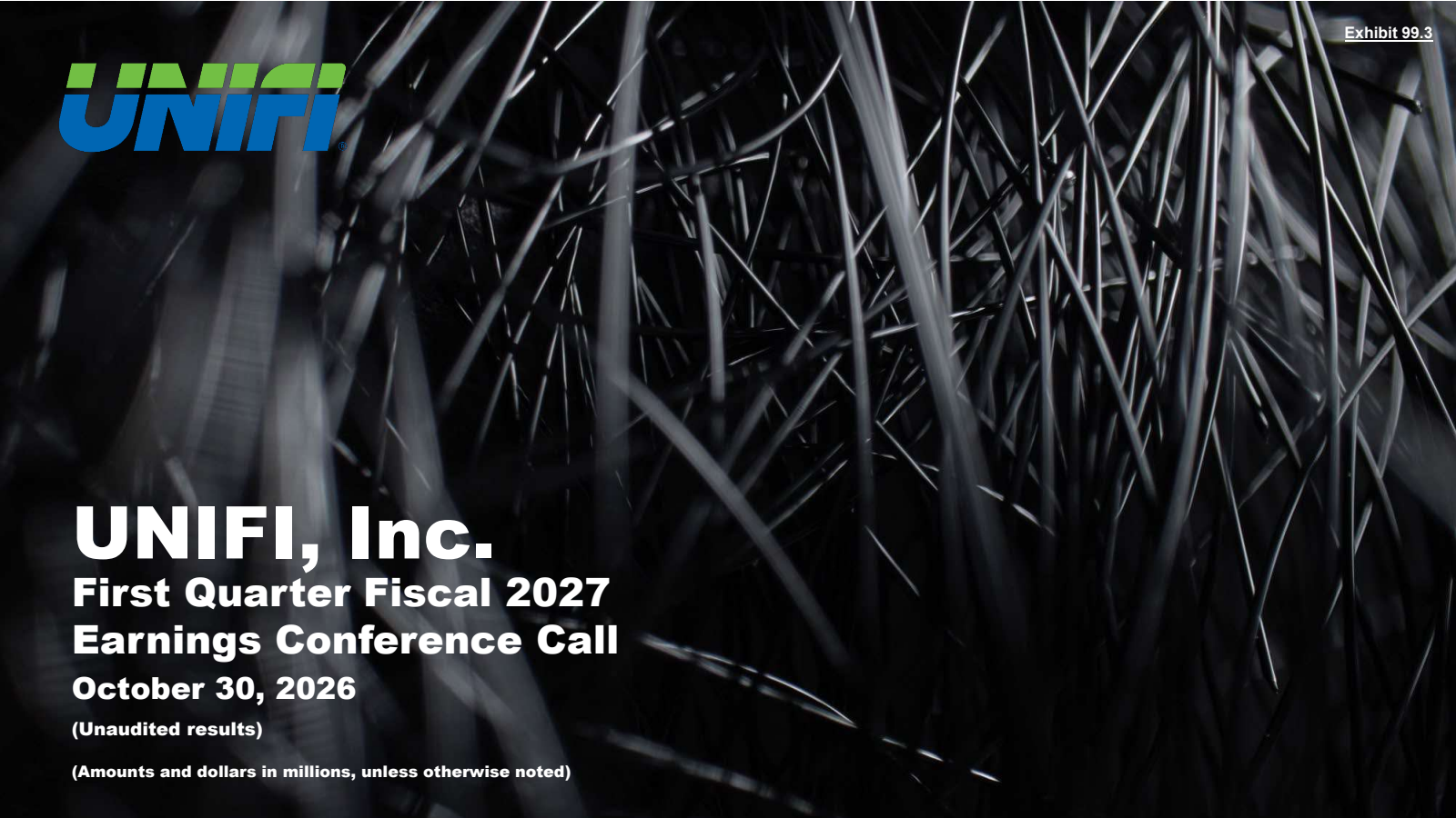 Unifi's Q1 2027 Slide Deck