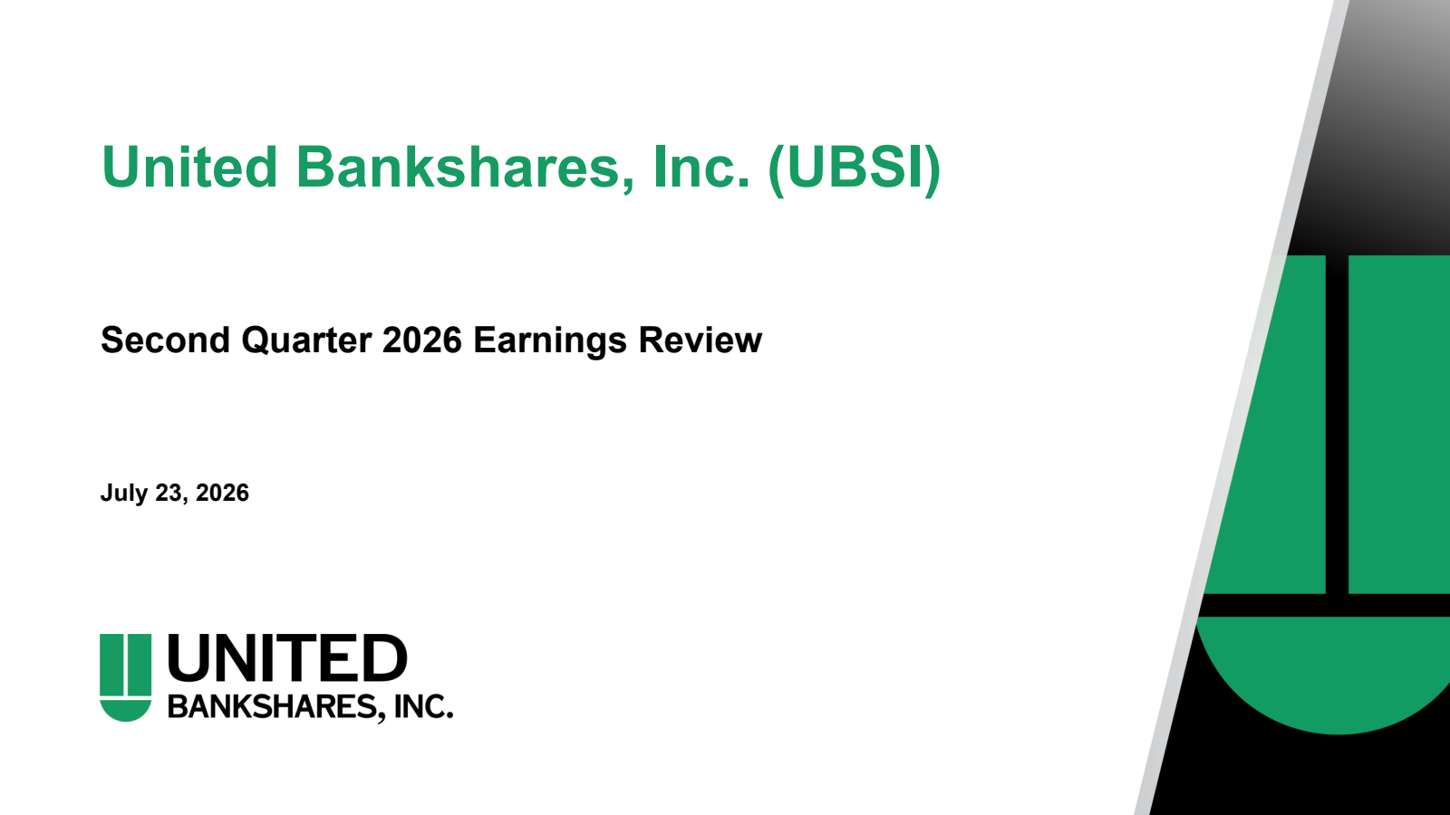 United Bankshares' Q2 2026 Slide Deck