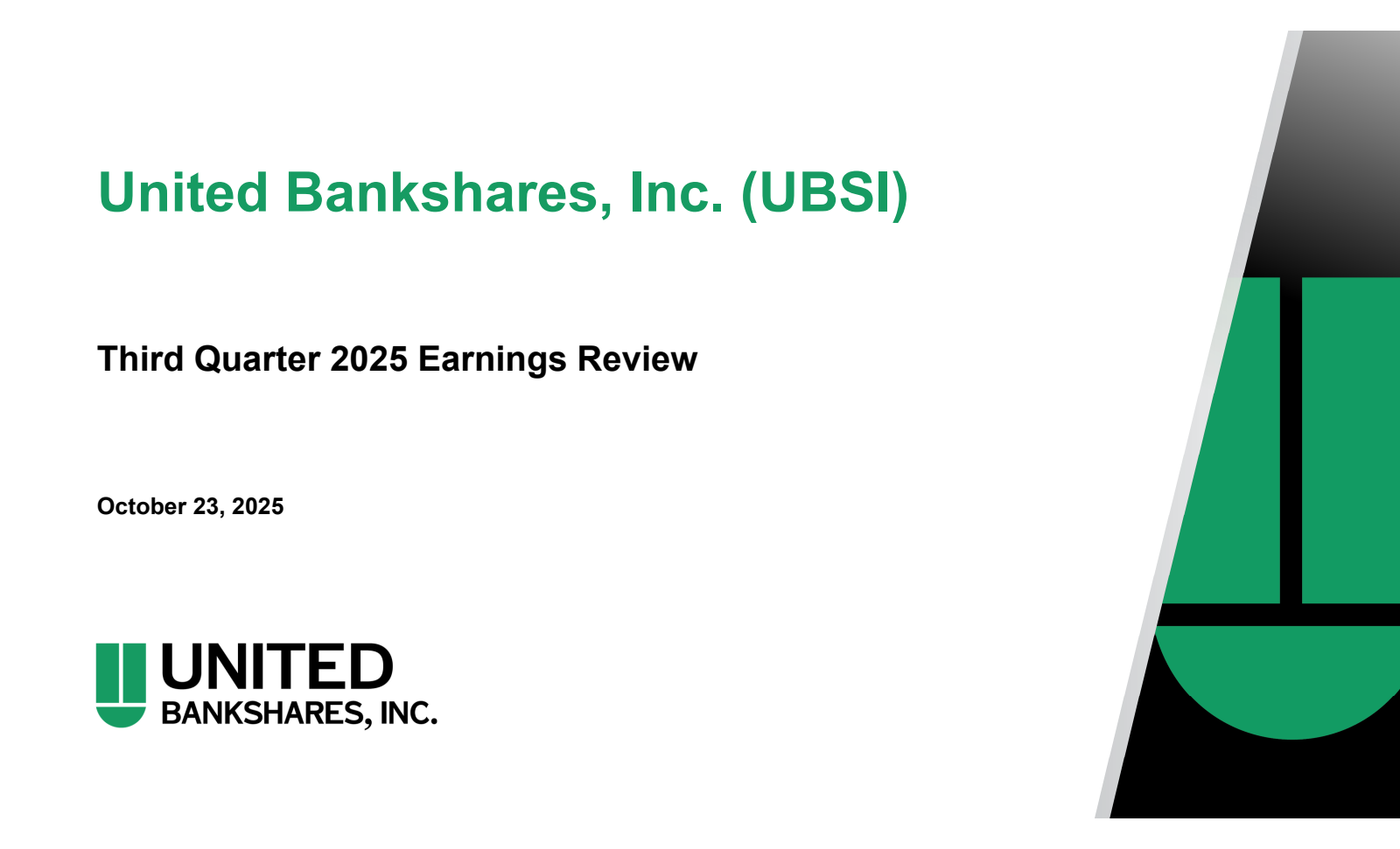 United Bankshares' Q3 2025 Slide Deck