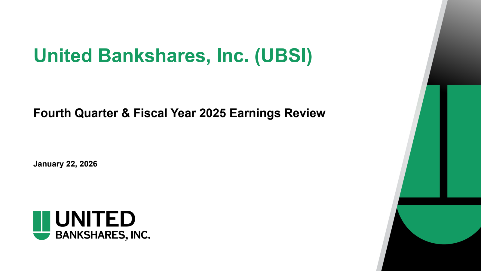 United Bankshares' Q4 2025 Slide Deck