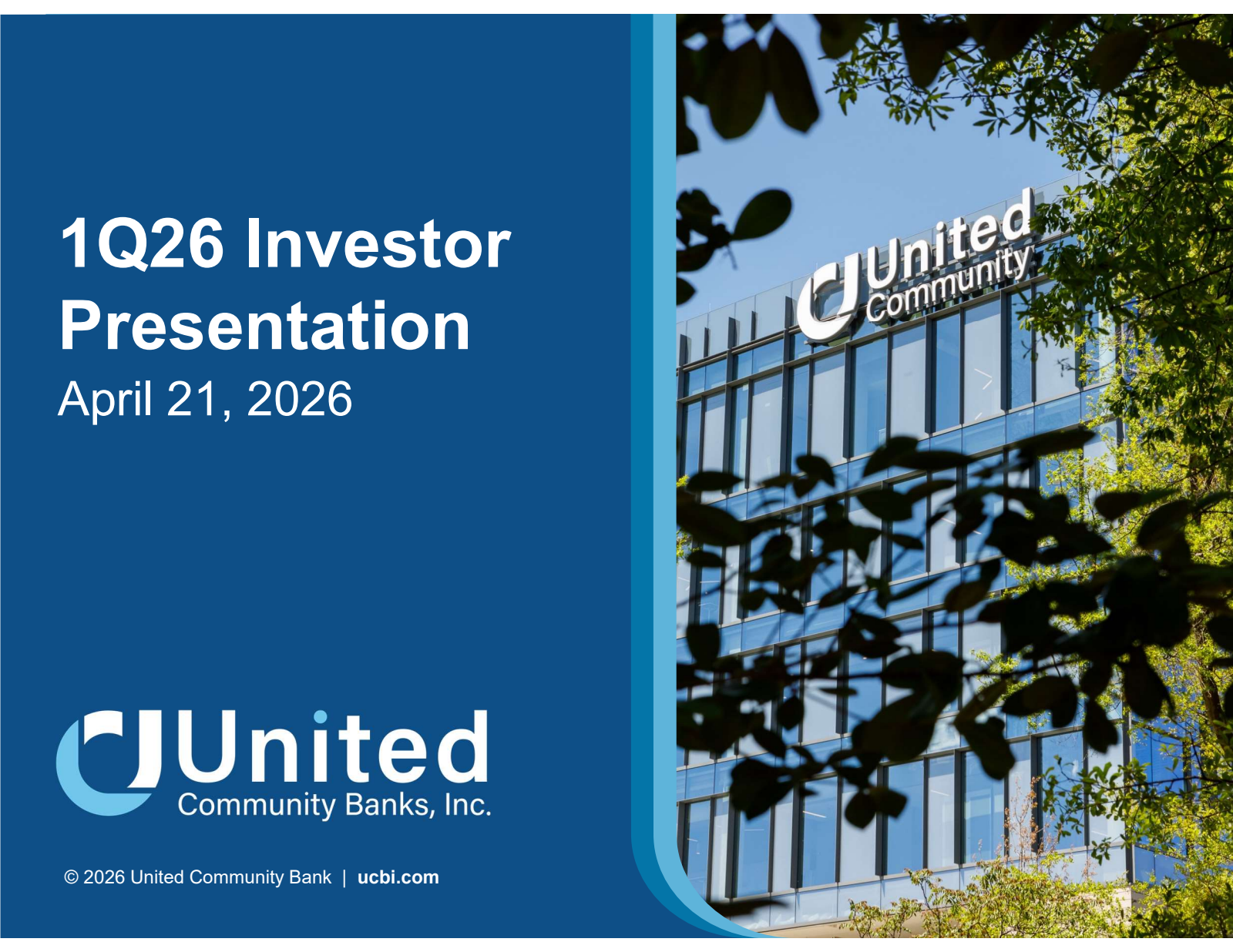 United Community Banks' Q1 2026 Slide Deck