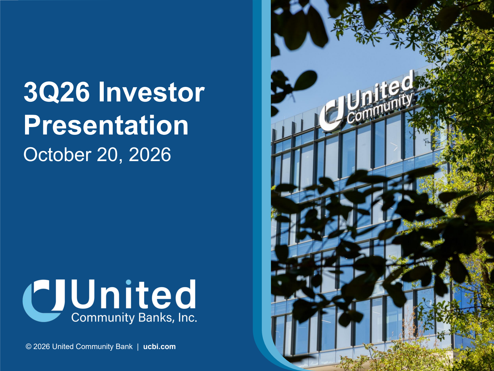 United Community Banks' Q3 2026 Slide Deck