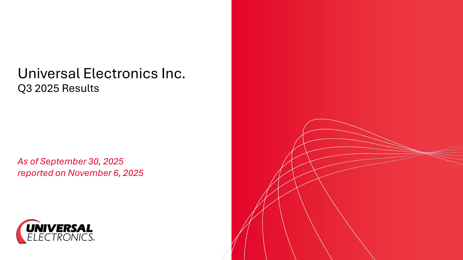 Universal Electronics' Q3 2025 Slide Deck