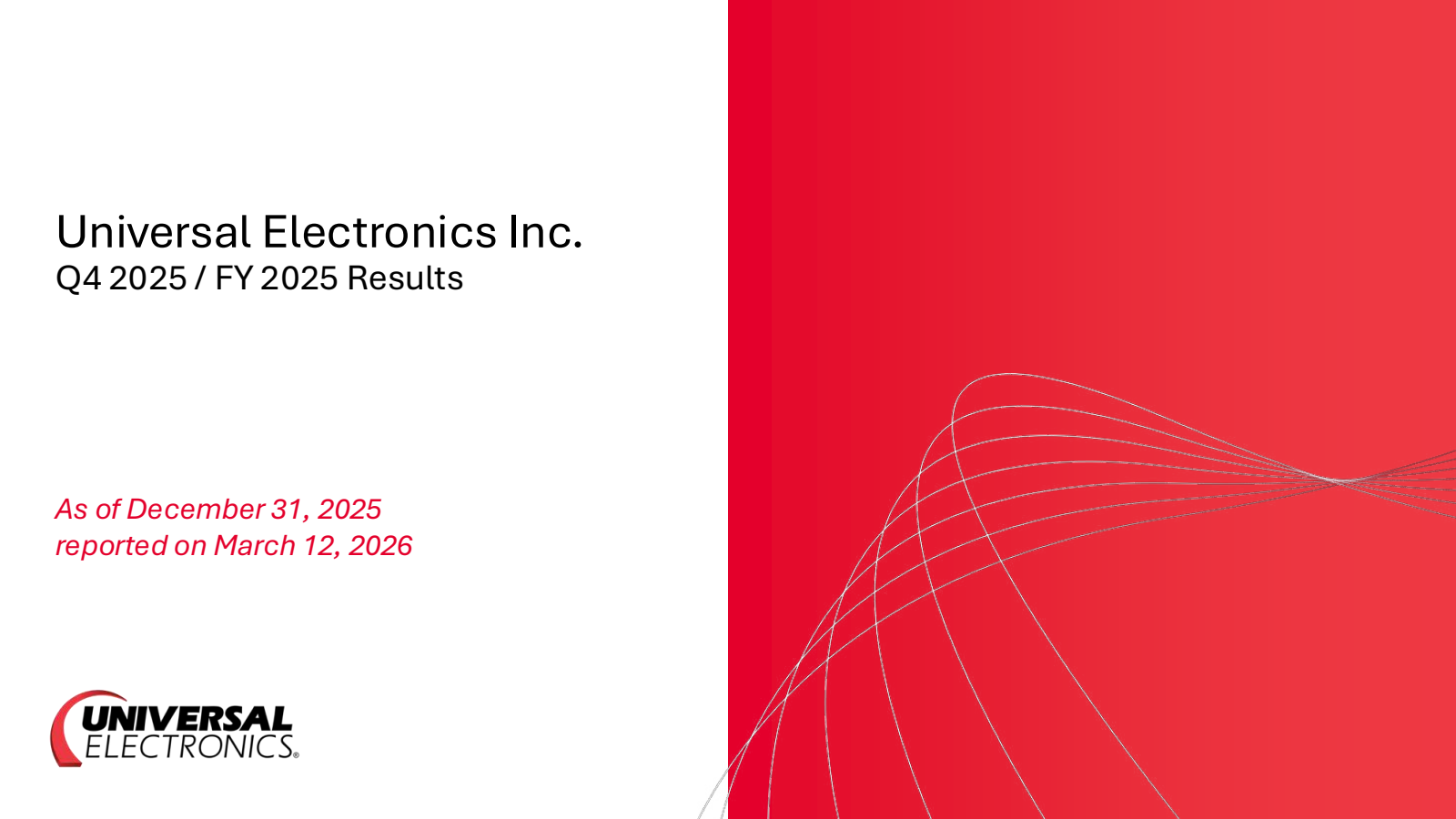 Universal Electronics' Q4 2025 Slide Deck