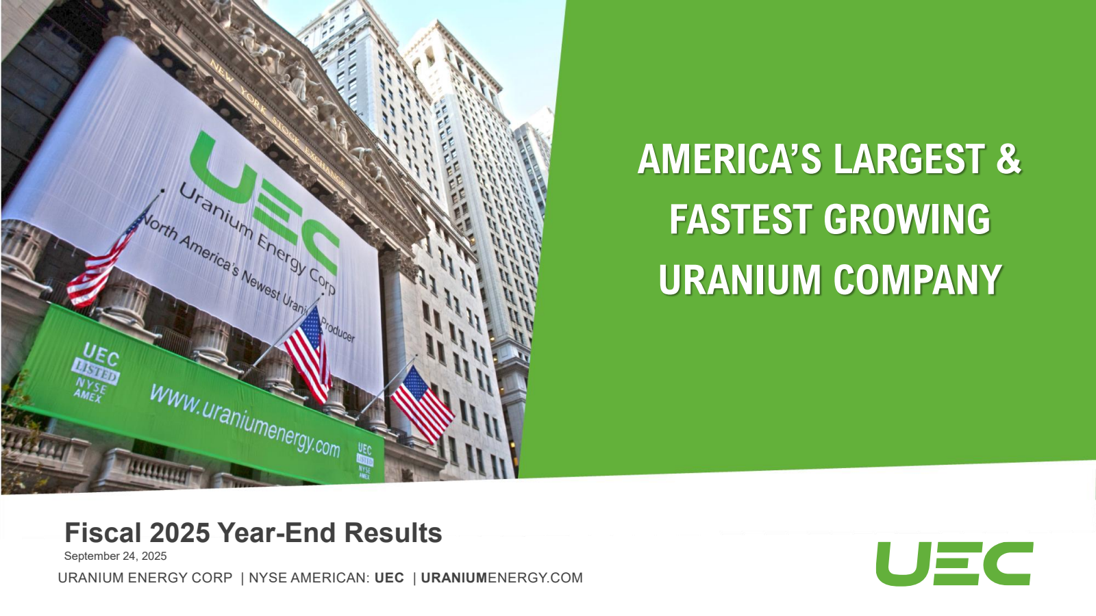 Uranium Energy's Q4 2025 Slide Deck