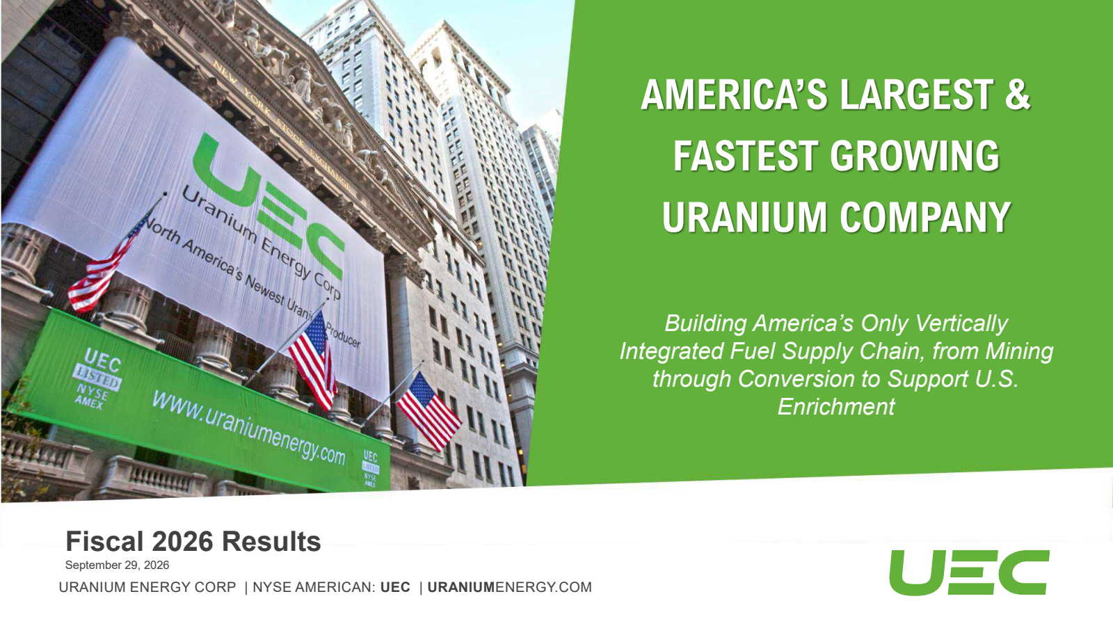 Uranium Energy's Q4 2026 Slide Deck