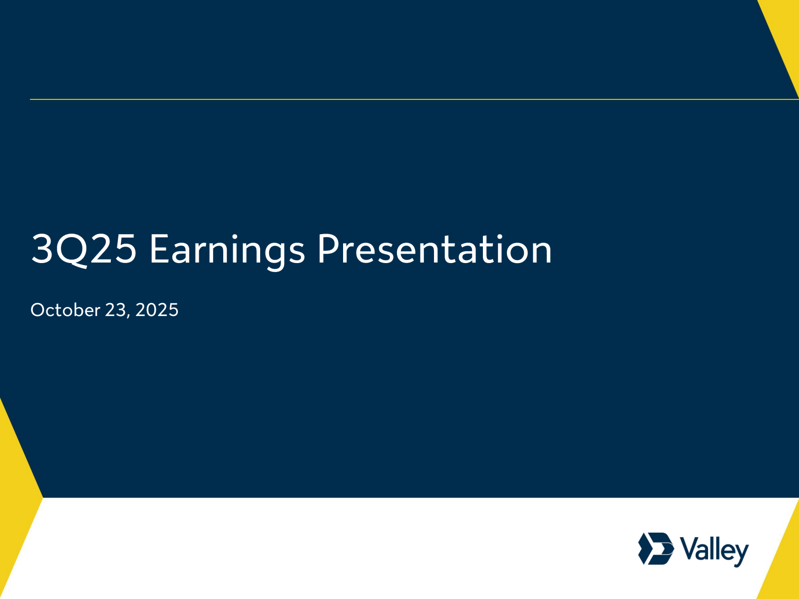 Valley National Bancorp's Q3 2025 Slide Deck