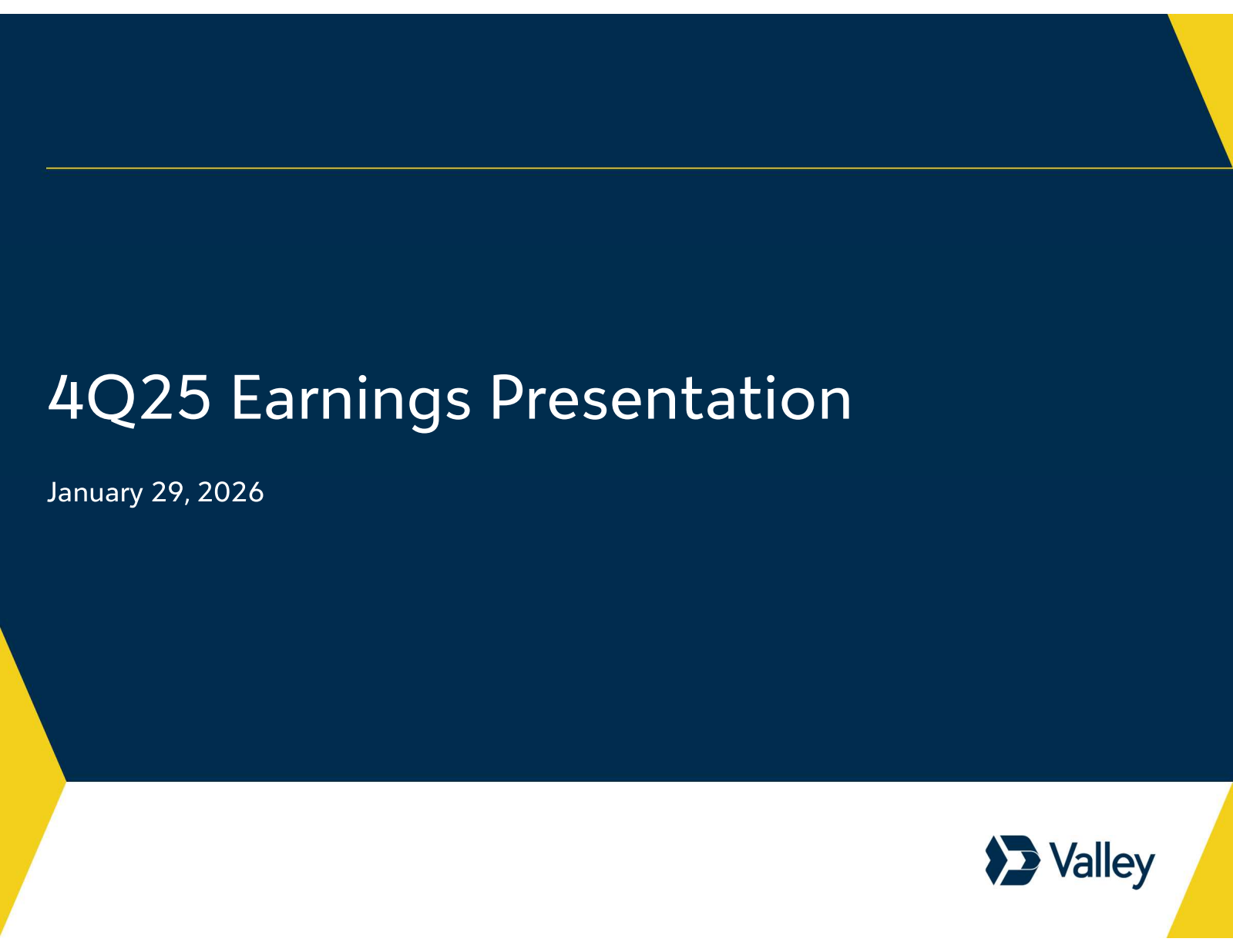Valley National Bancorp's Q4 2025 Slide Deck