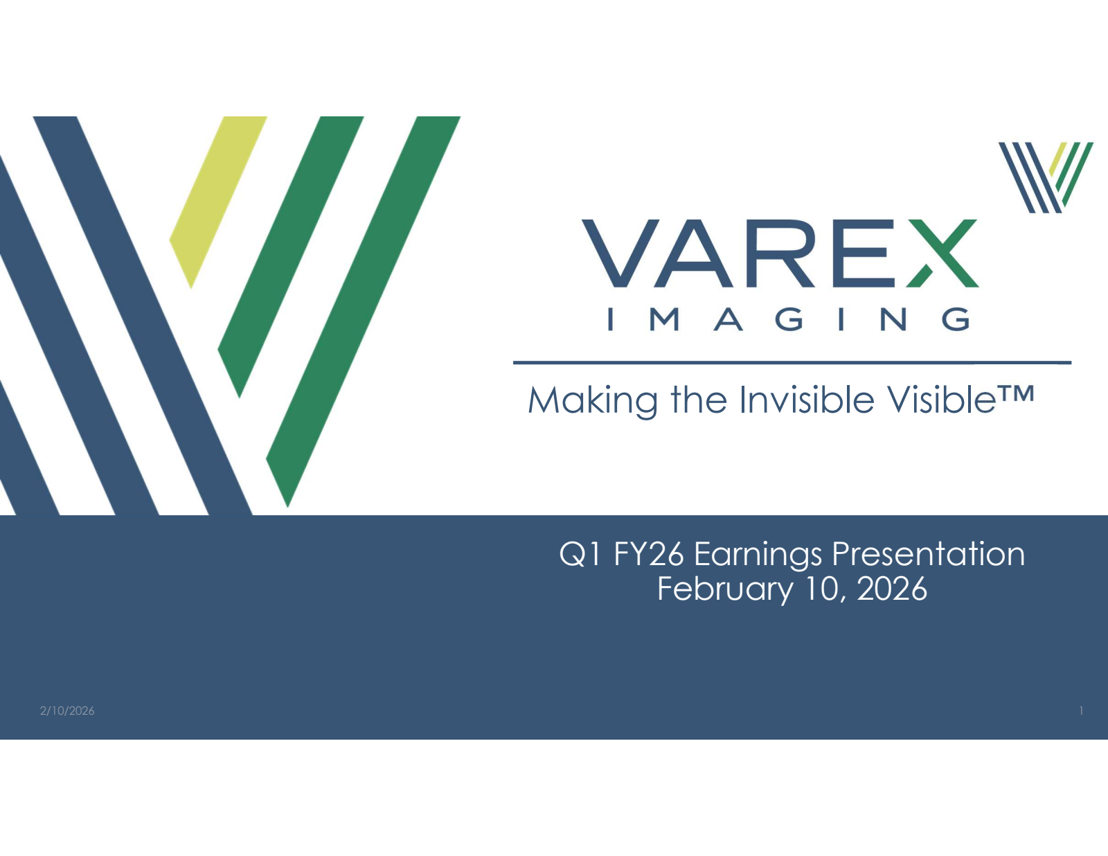 Varex Imaging's Q1 2026 Slide Deck