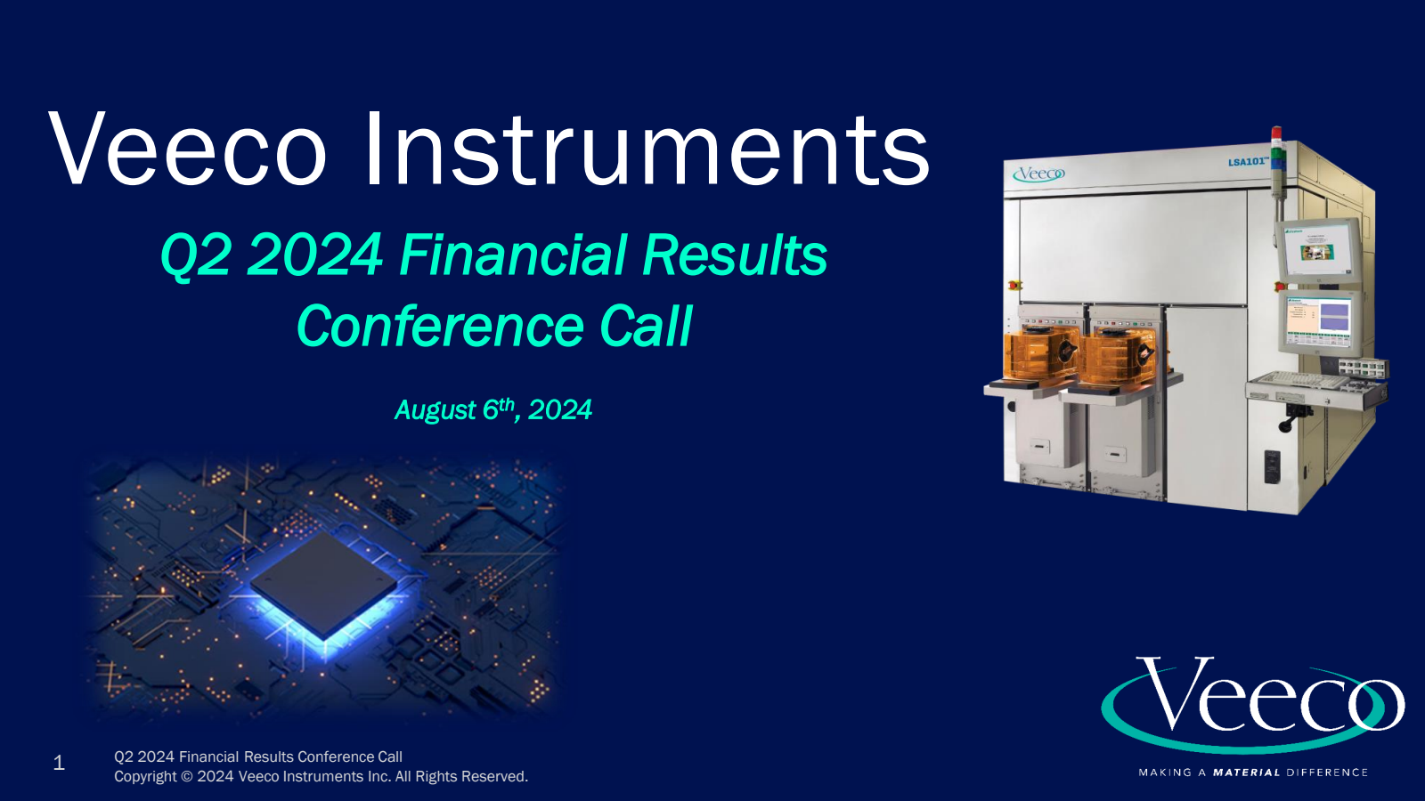 Veeco Instruments' Q2 2024 Slide Deck