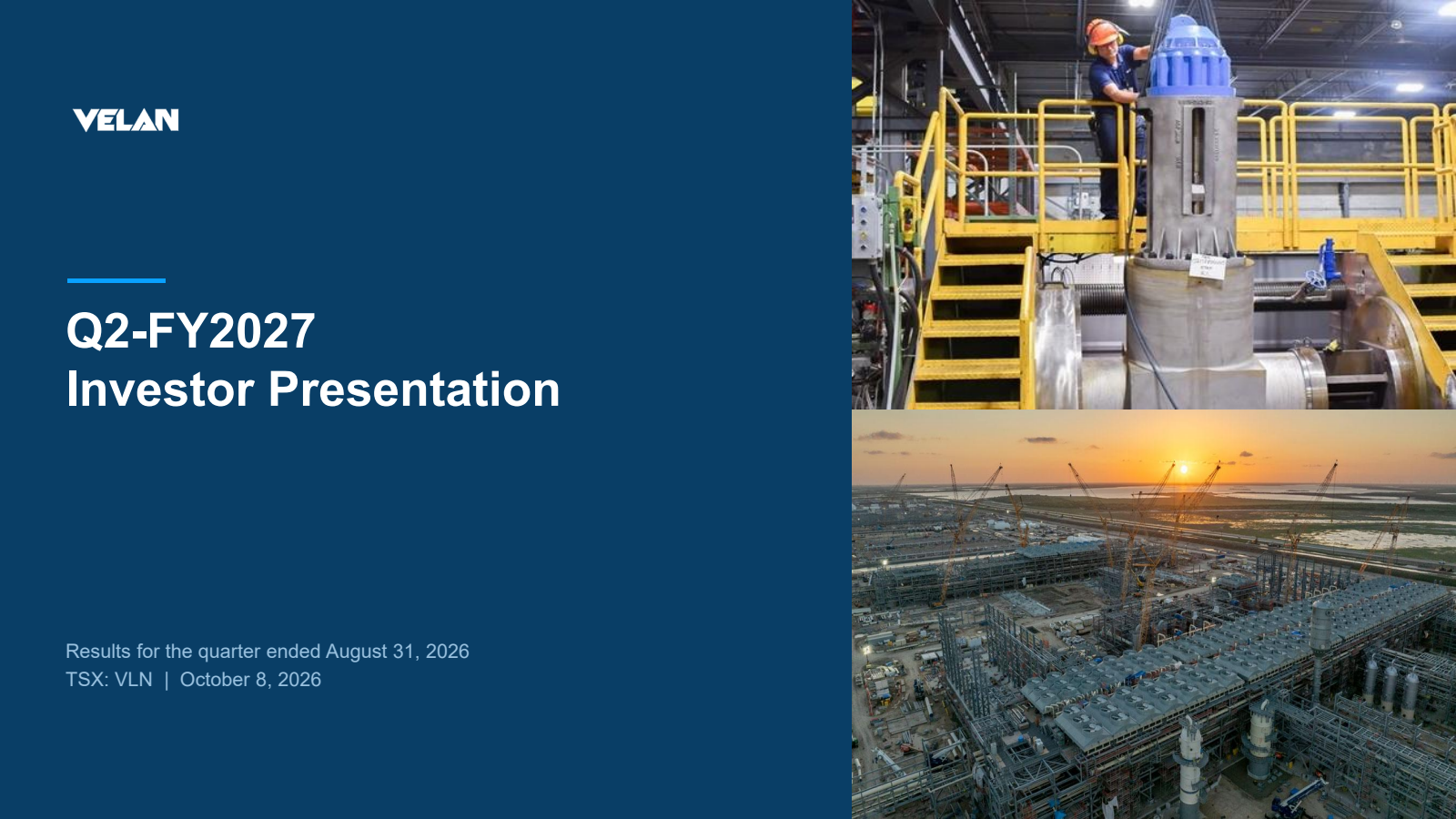 Velan's Q2 2027 Slide Deck