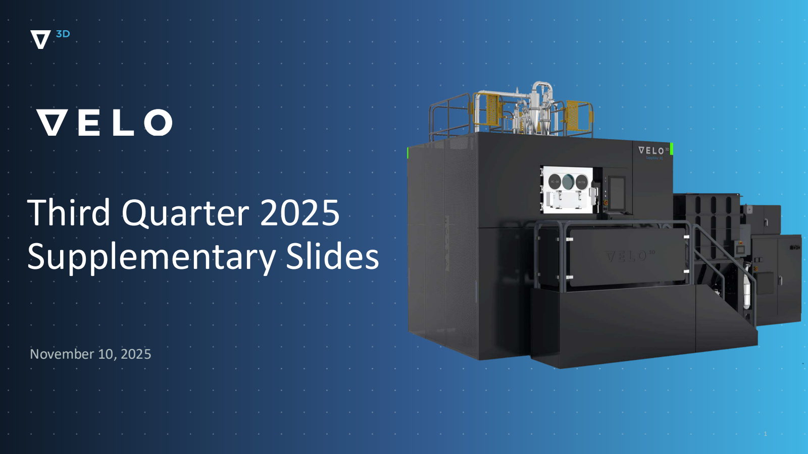 Velo3D's Q3 2025 Slide Deck