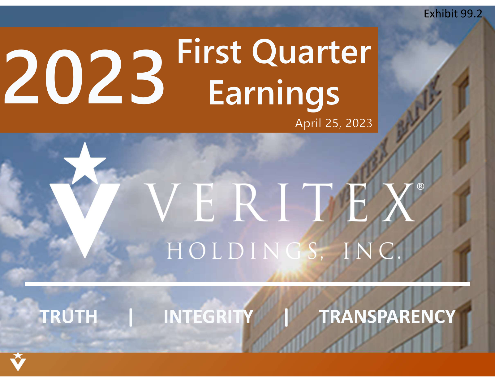 Veritex's Q1 2023 Slide Deck