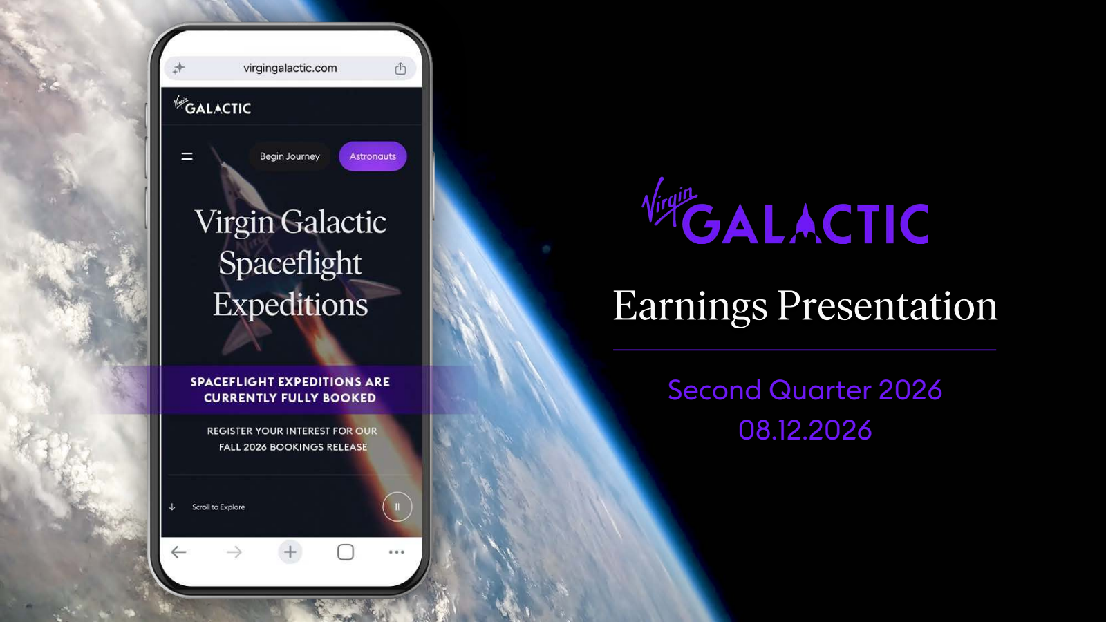 Virgin Galactic's Q2 2026 Slide Deck