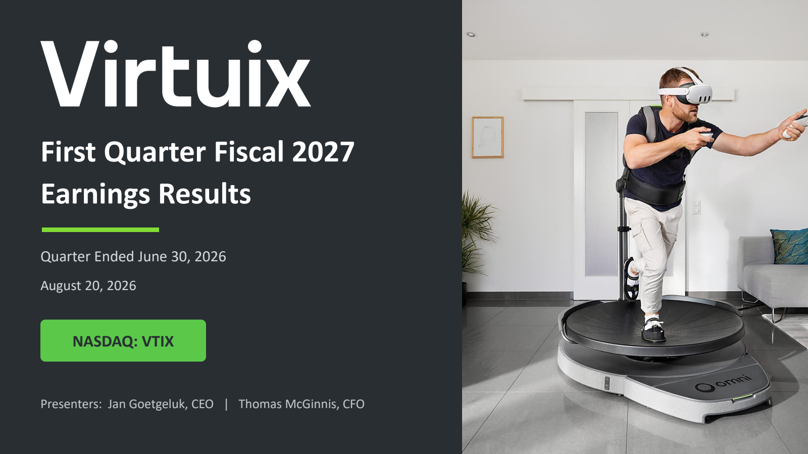 Virtuix's Q1 2027 Slide Deck