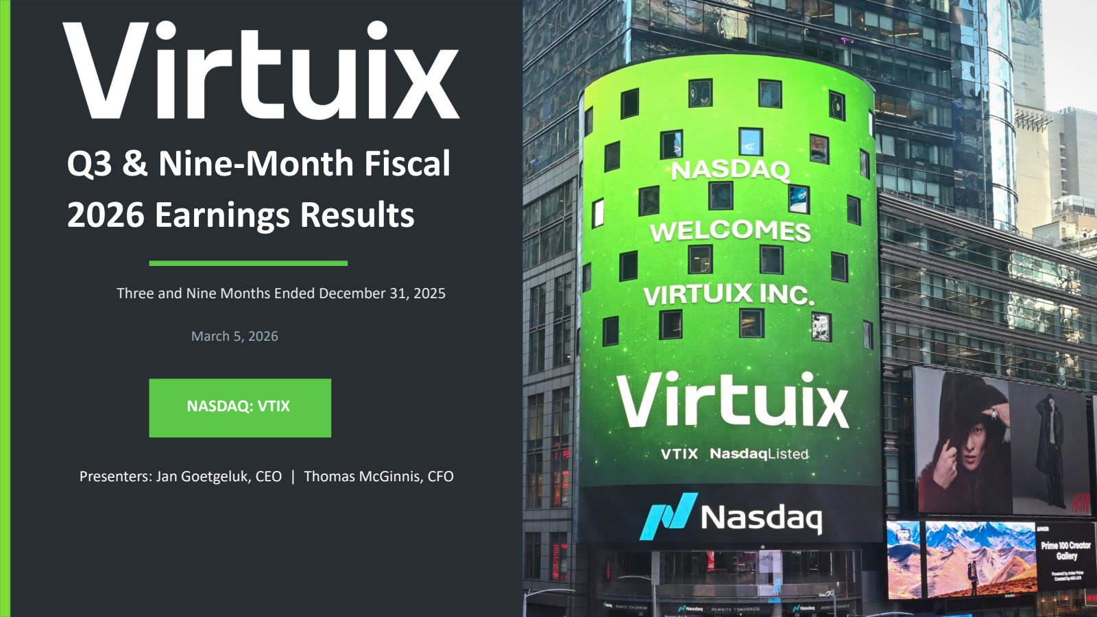 Virtuix's Q3 2026 Slide Deck