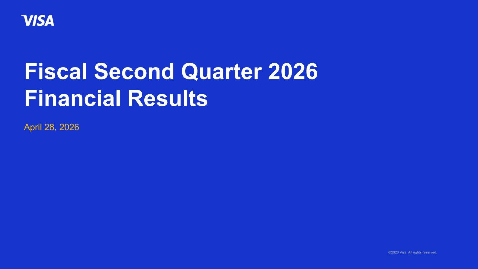 Visa's Q2 2026 Slide Deck