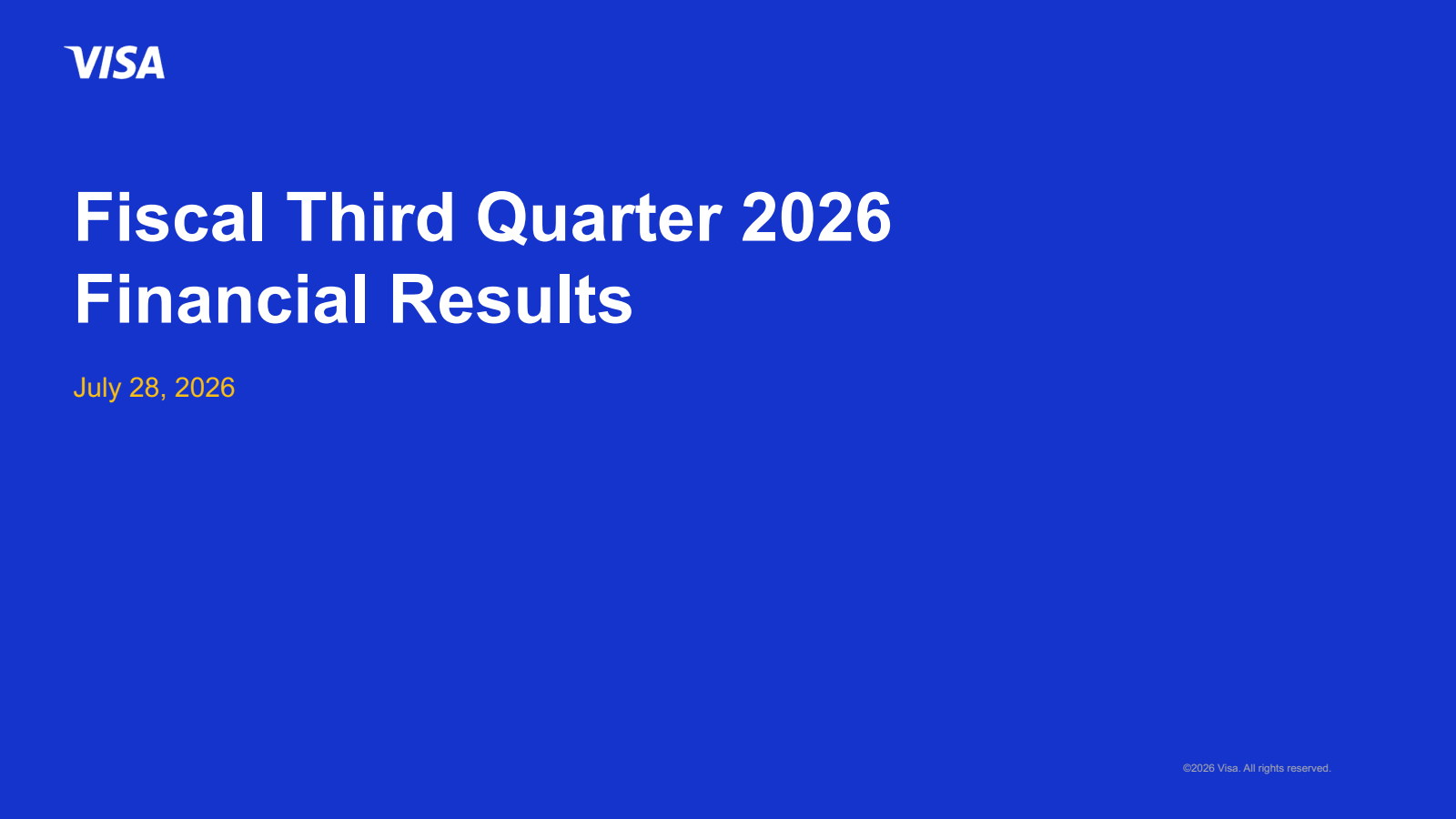 Visa's Q3 2026 Slide Deck