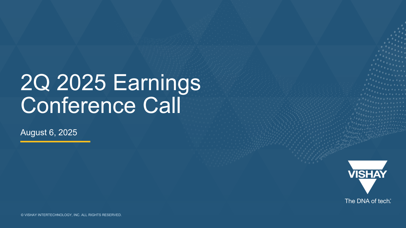 Vishay Intertechnology's Q2 2025 Slide Deck
