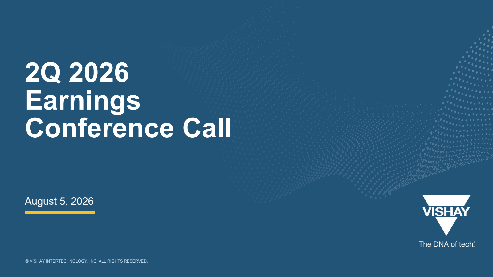 Vishay Intertechnology's Q2 2026 Slide Deck