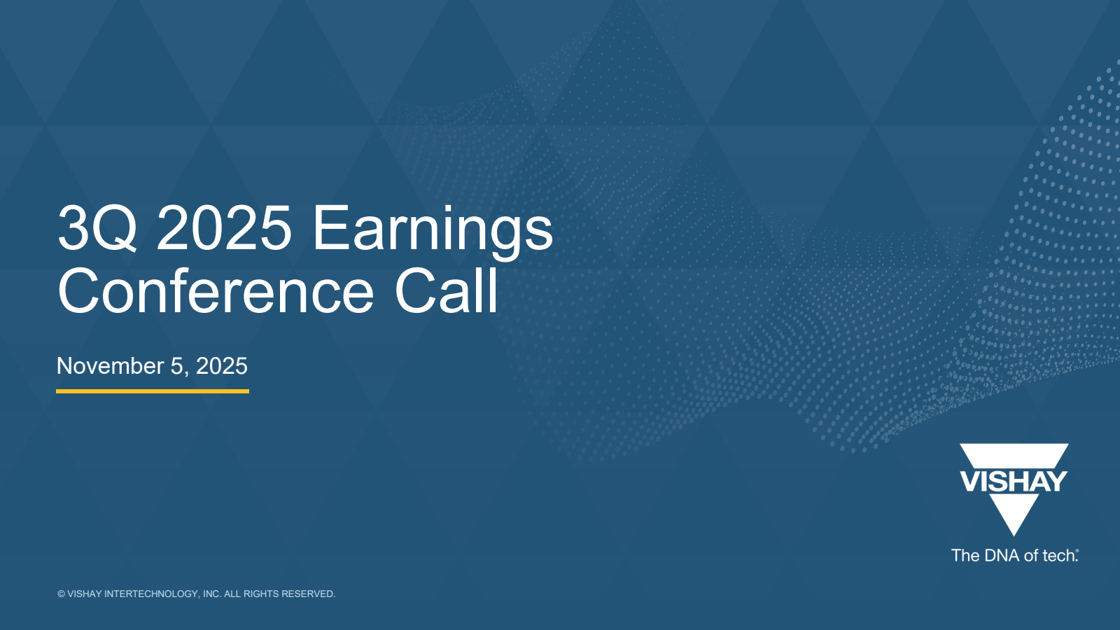 Vishay Intertechnology's Q3 2025 Slide Deck