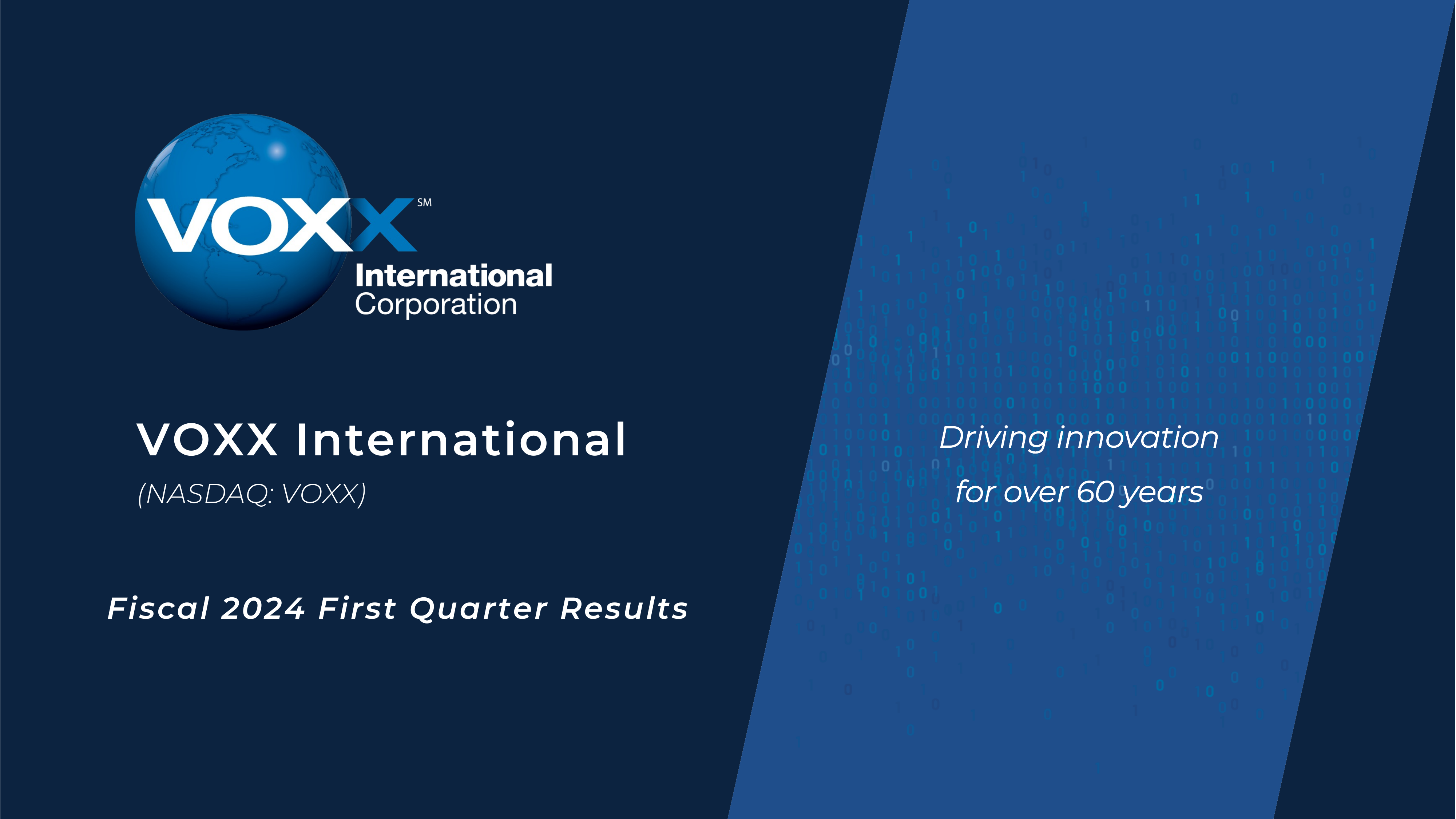 VOXX International's Q1 2024 Slide Deck