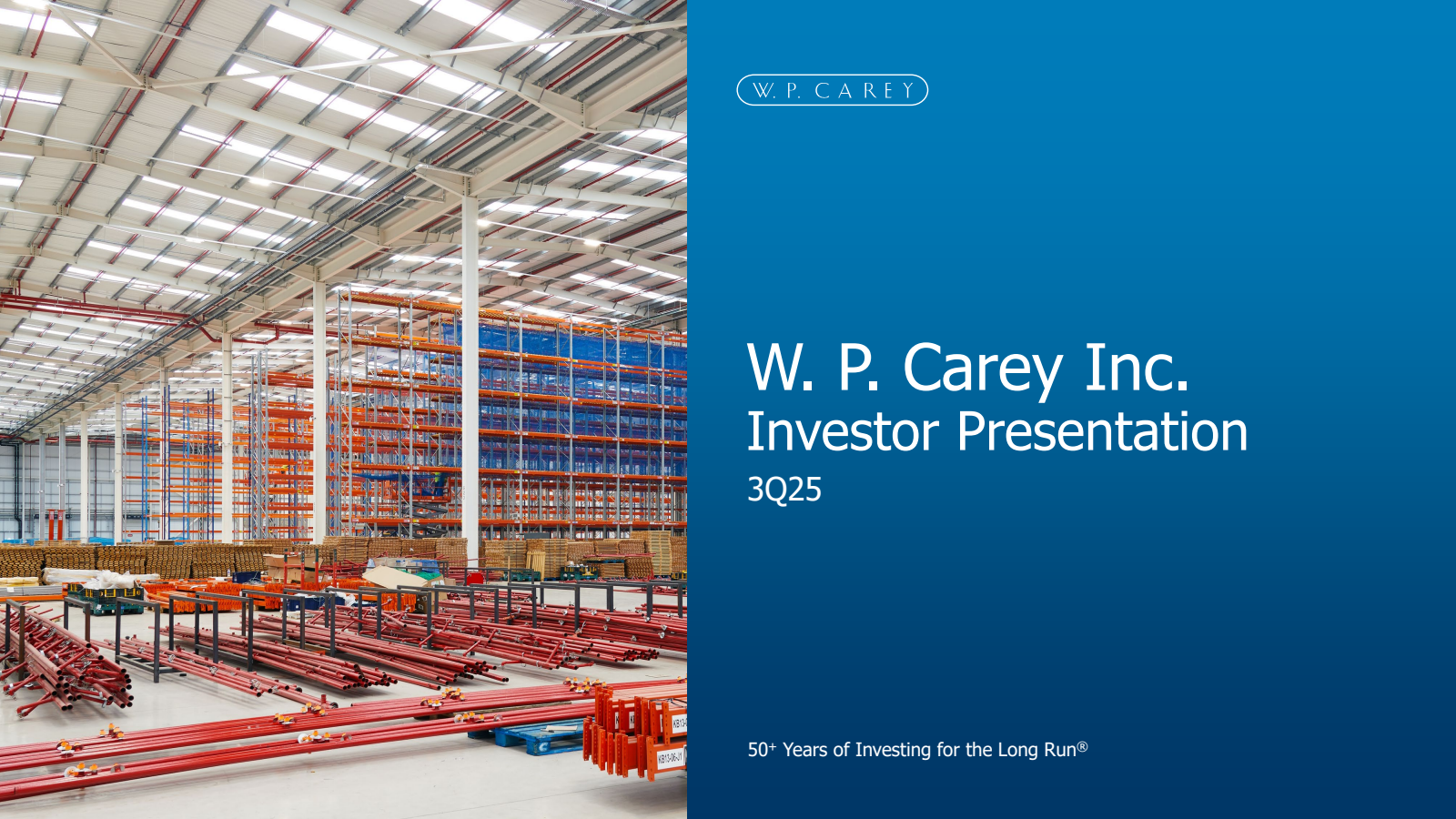 W.P. Carey's Q3 2025 Slide Deck