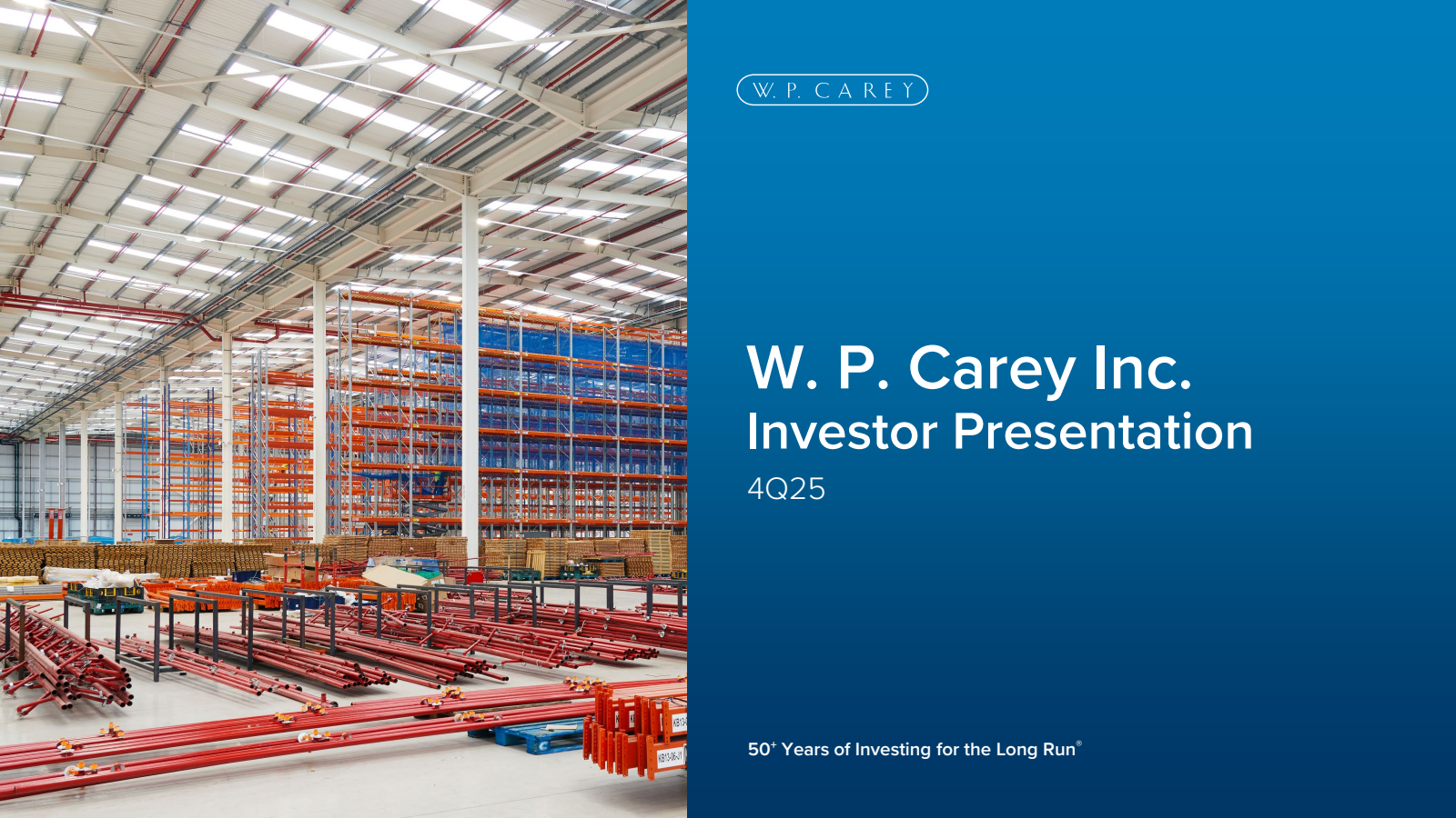 W.P. Carey's Q4 2025 Slide Deck