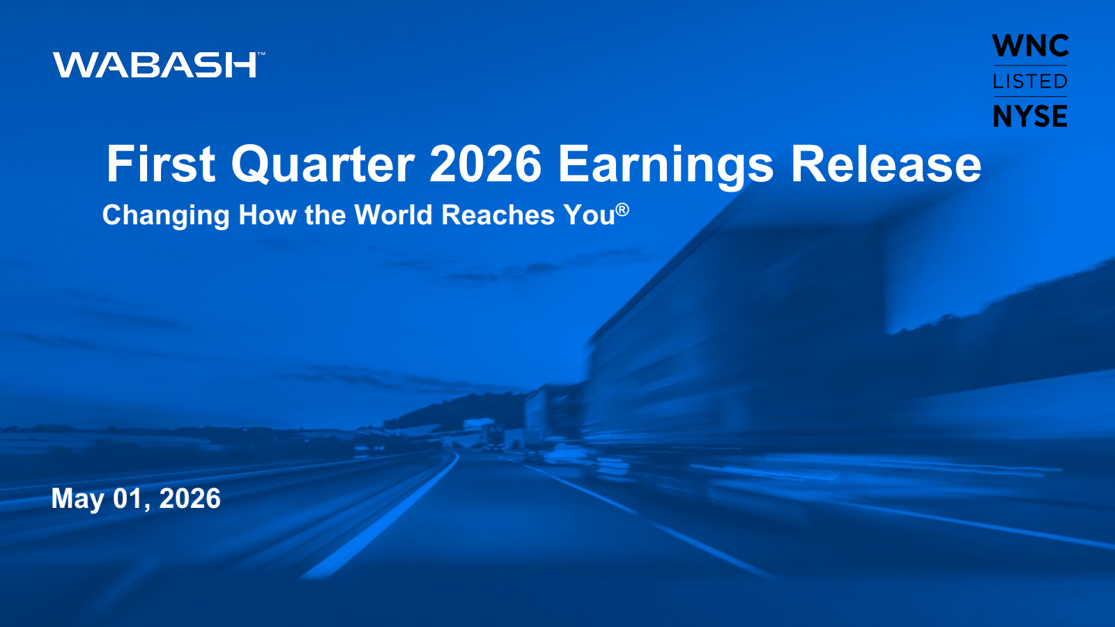 Wabash National's Q1 2026 Slide Deck