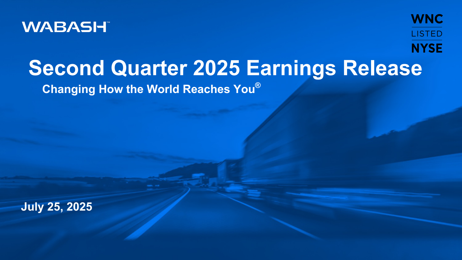 Wabash National's Q2 2025 Slide Deck