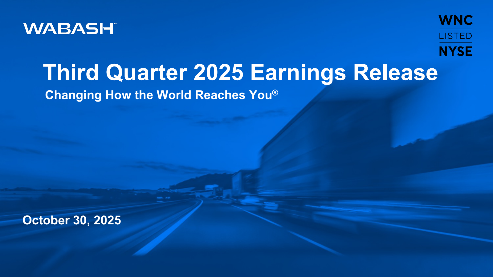 Wabash National's Q3 2025 Slide Deck