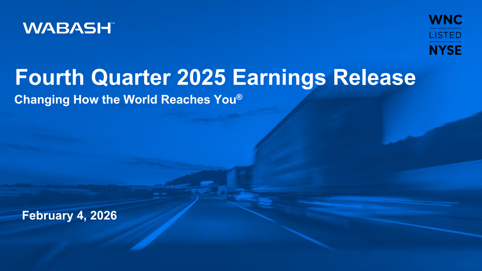 Wabash National's Q4 2025 Slide Deck