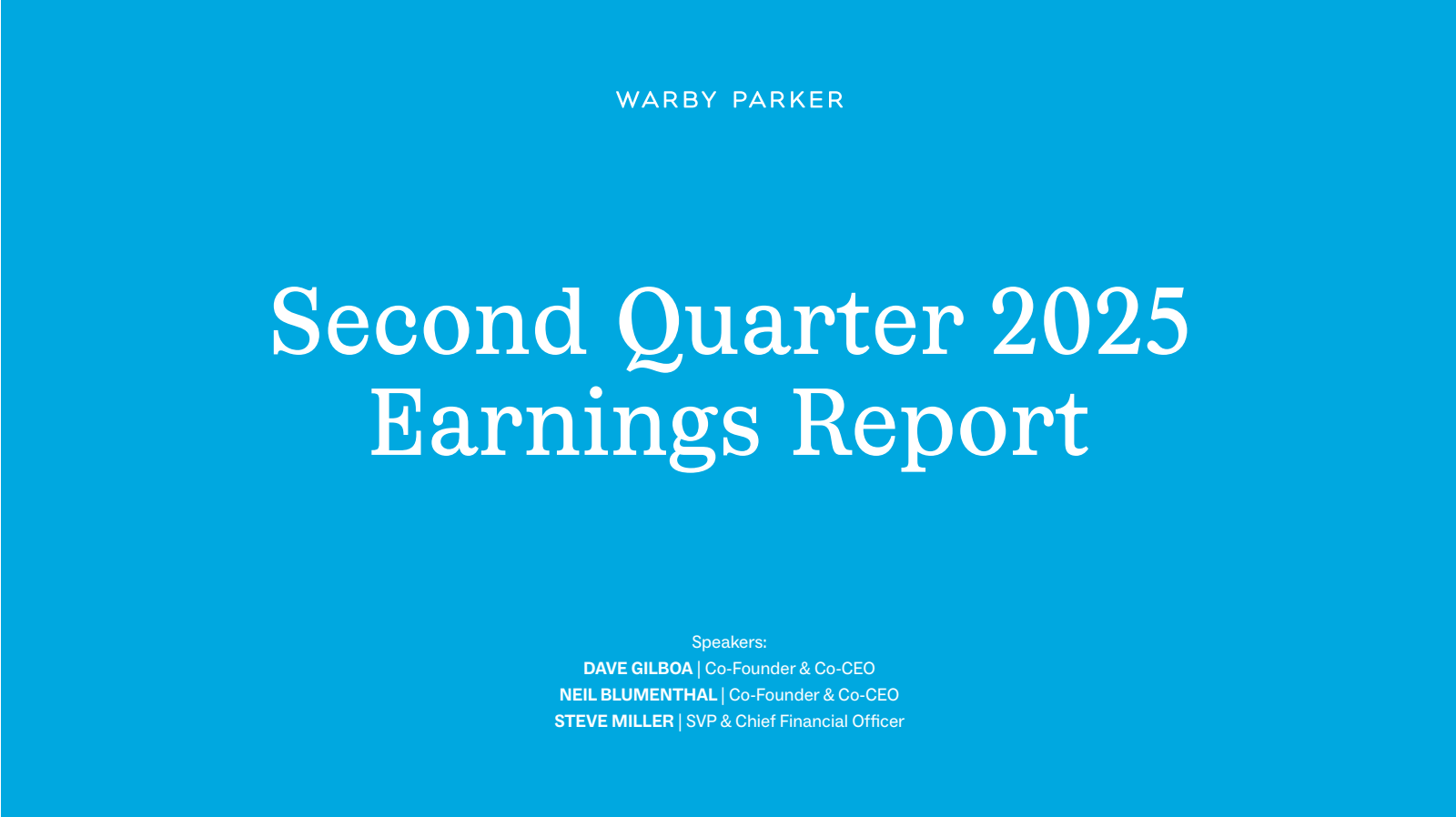 Warby Parker's Q2 2025 Slide Deck