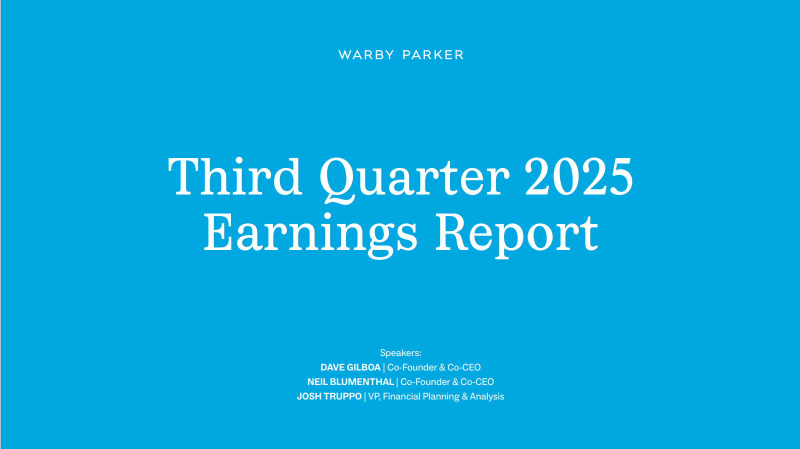 Warby Parker's Q3 2025 Slide Deck